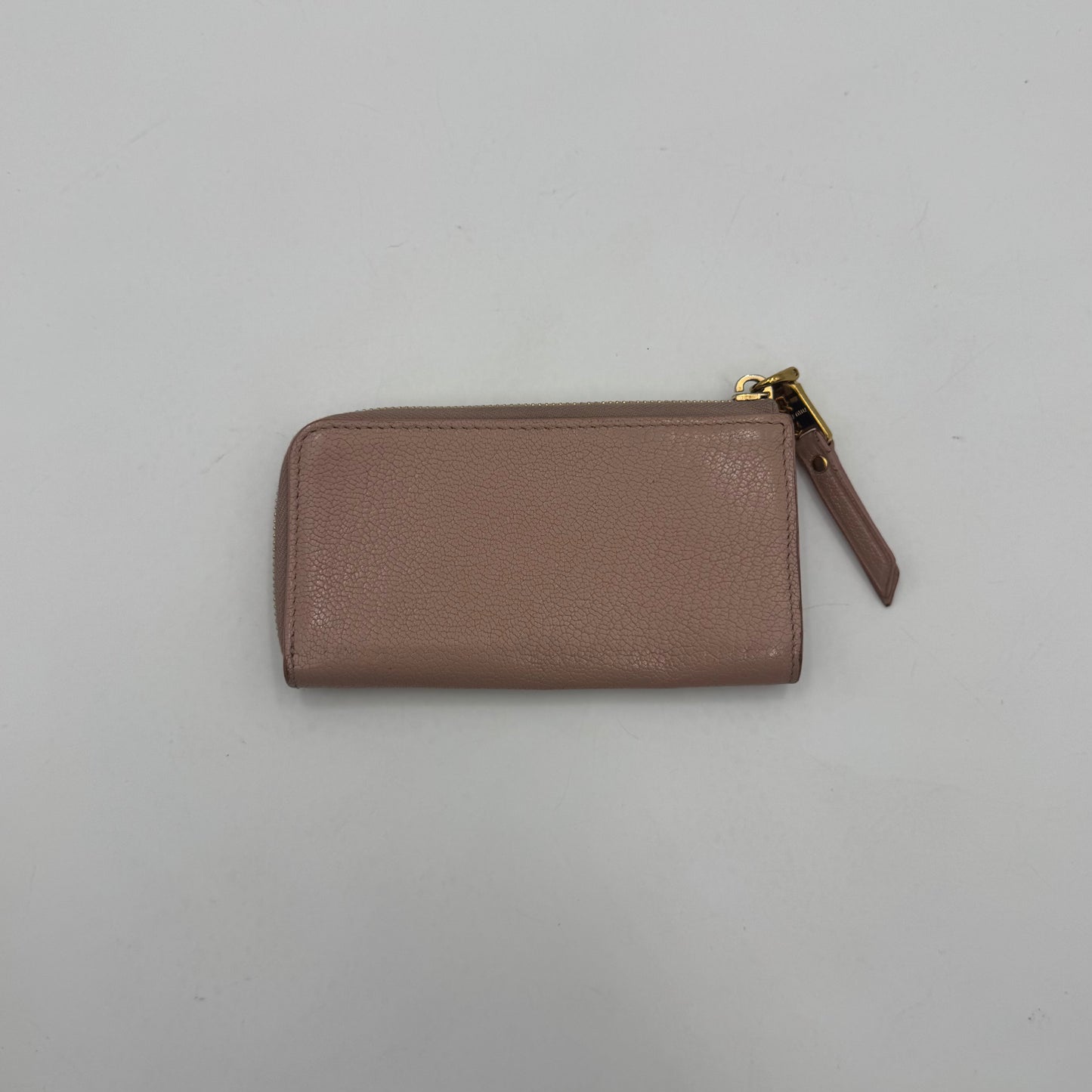 Miu Miu Light Pink Leather L Shape Zippy Card Case