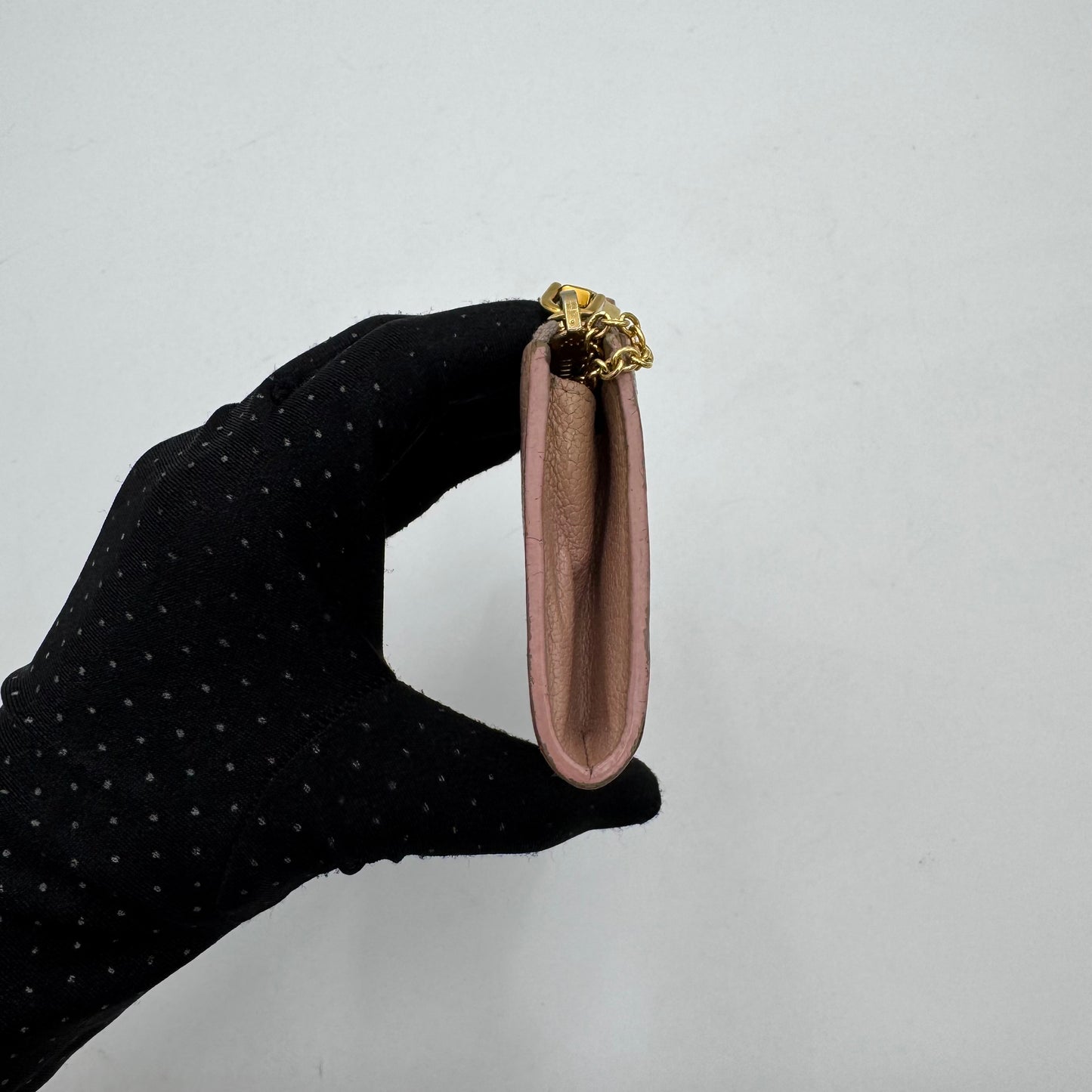 Miu Miu Light Pink Leather L Shape Zippy Card Case