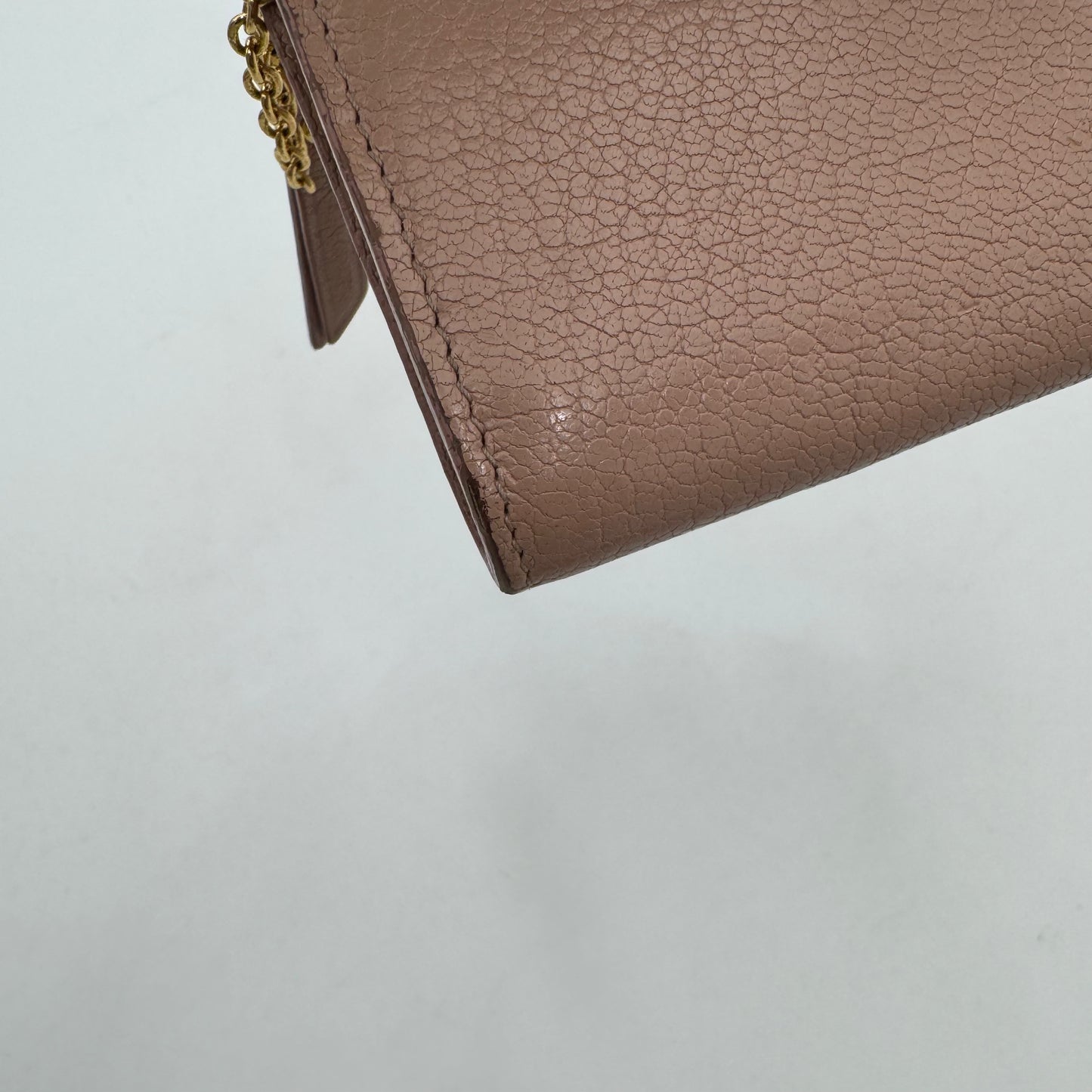 Miu Miu Light Pink Leather L Shape Zippy Card Case