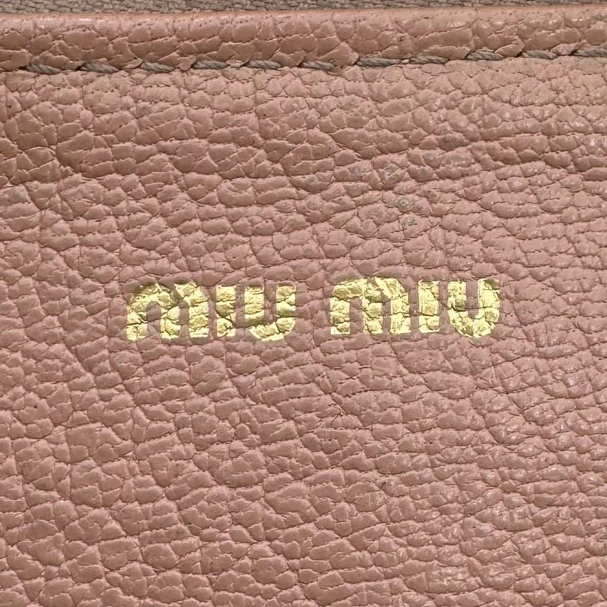Miu Miu Light Pink Leather L Shape Zippy Card Case