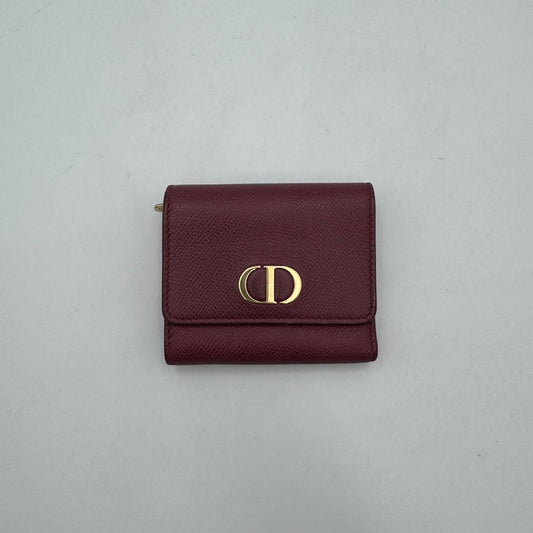 Christian Dior Mauve Pink Grained Calfskin 30 Montaigne Trifold Compact Wallet