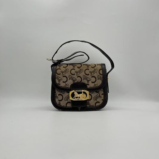 Celine Paris C Macadam Horse Carriage Flap Shoulder Bag