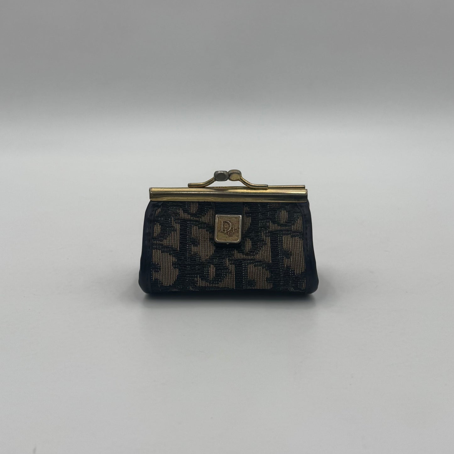 Christian Dior Blue Oblique Canvas Kisslock Coin Purse