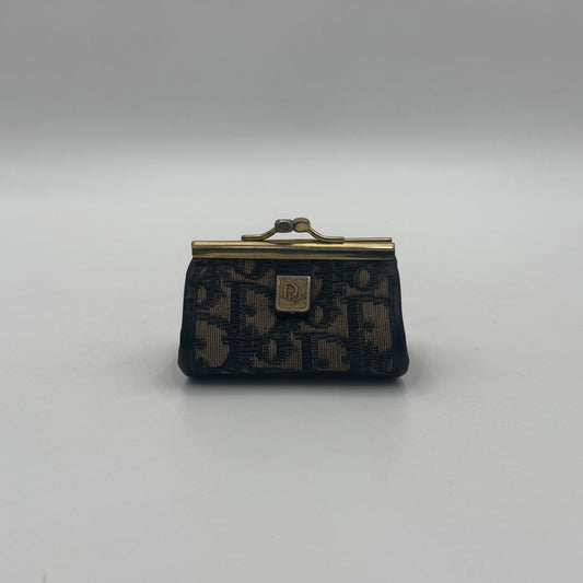 Christian Dior Blue Oblique Canvas Kisslock Coin Purse