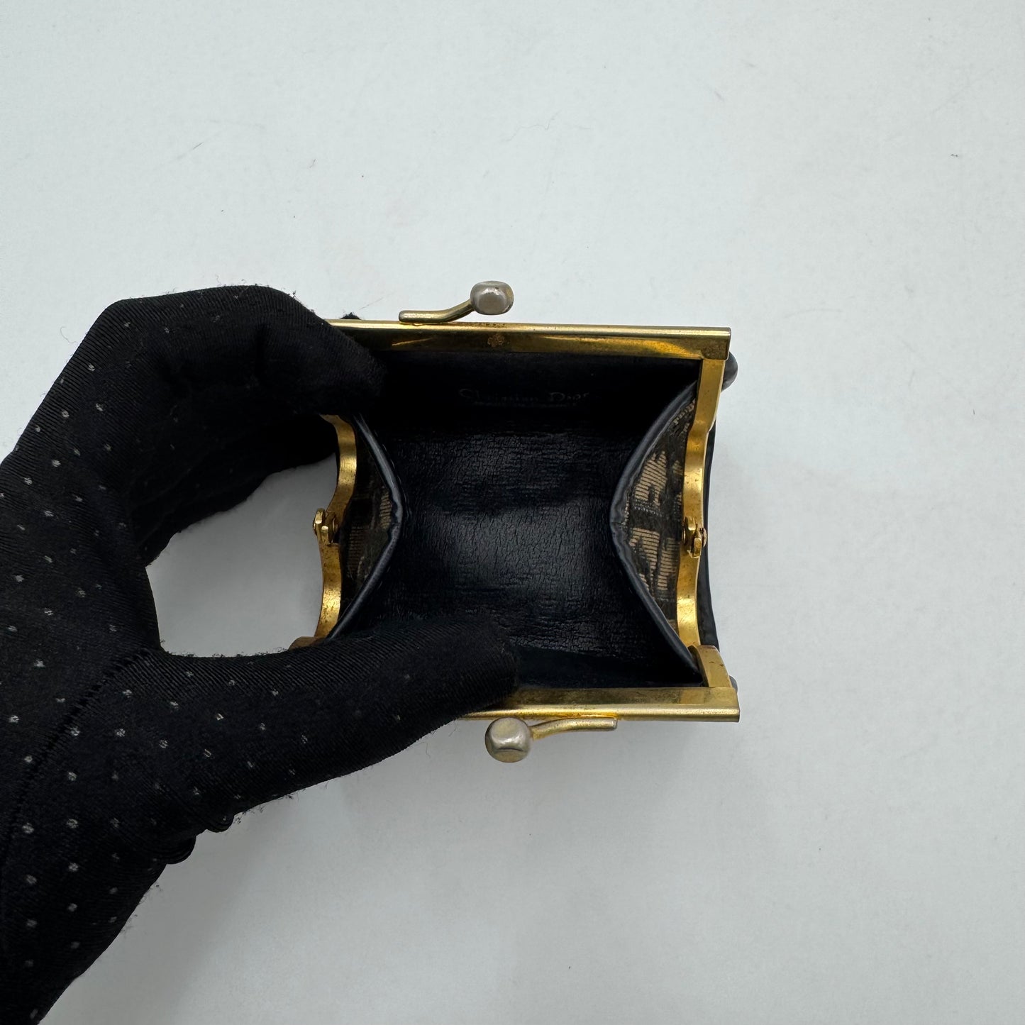 Christian Dior Blue Oblique Canvas Kisslock Coin Purse