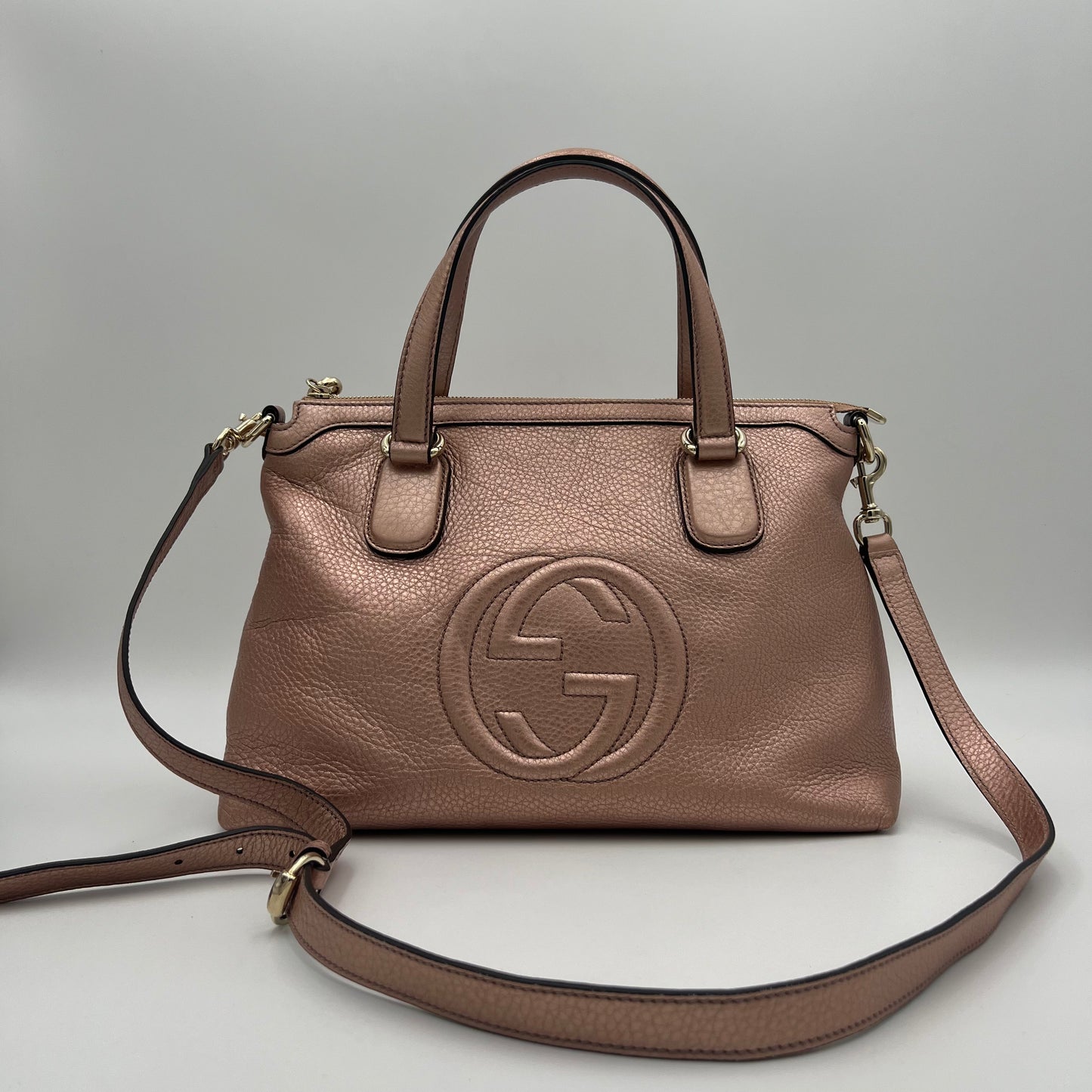 Gucci Japan Exclusive Metallic Pink Soho Two-Way Bag