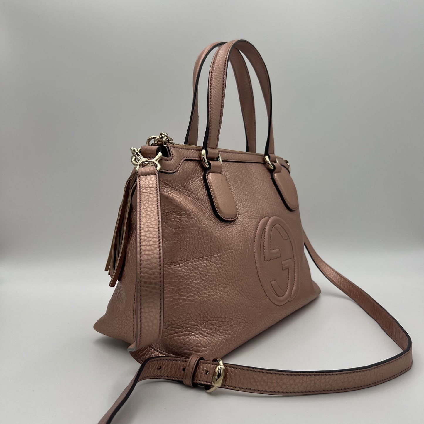 Gucci Japan Exclusive Metallic Pink Soho Two-Way Bag