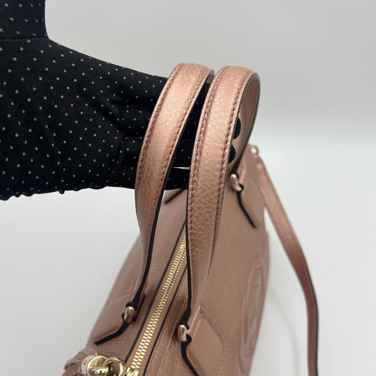 Gucci Japan Exclusive Metallic Pink Soho Two-Way Bag