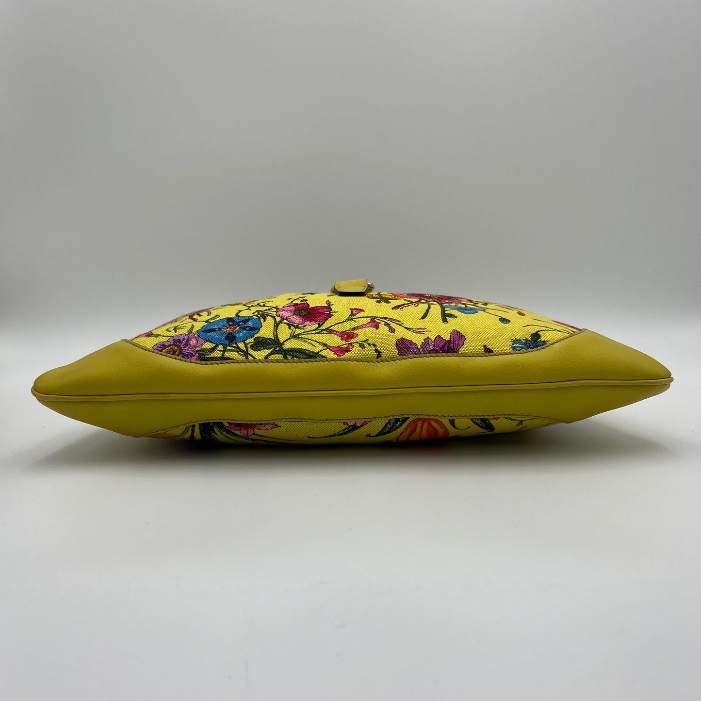 Gucci Yellow Floral Canvas and Leather Jackie Hobo Shoulder Bag