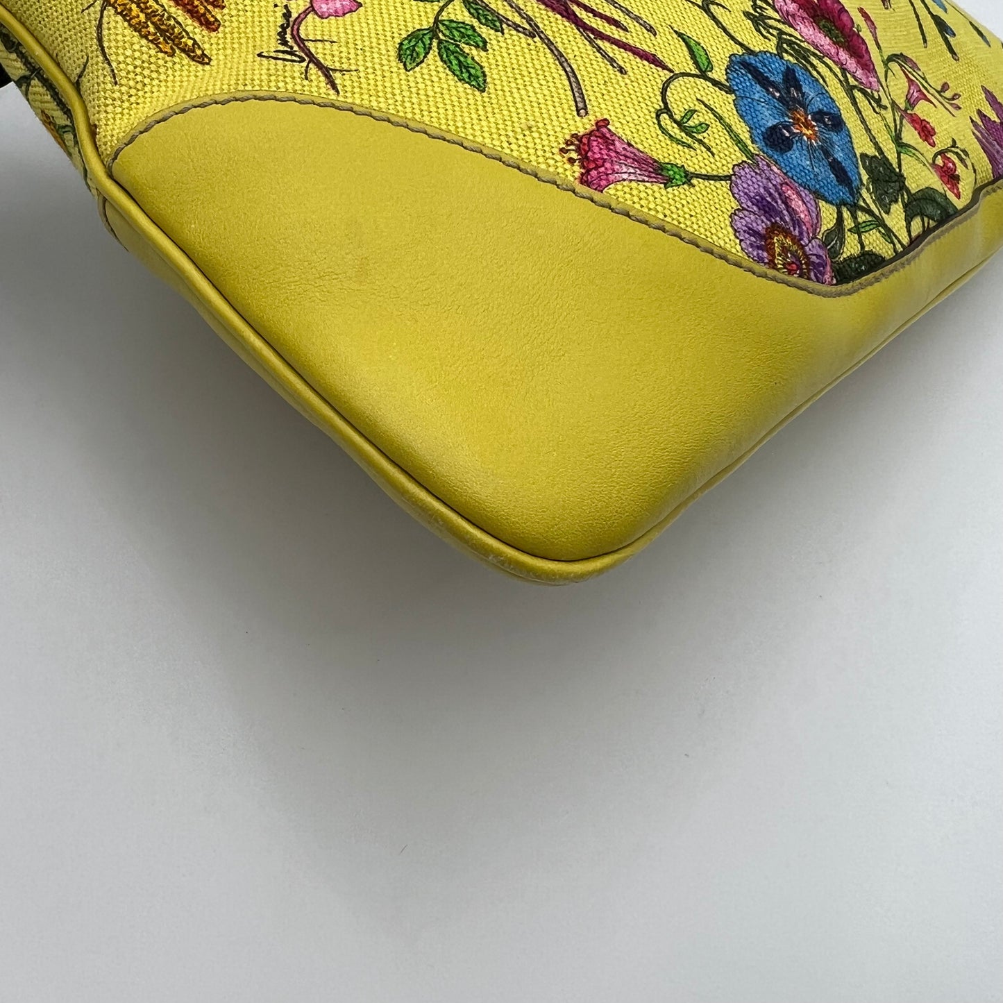 Gucci Yellow Floral Canvas and Leather Jackie Hobo Shoulder Bag