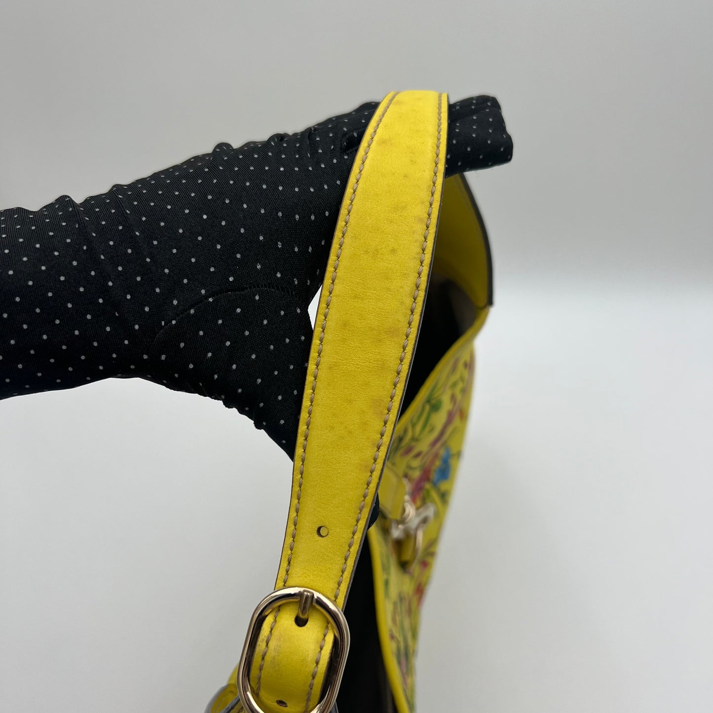 Gucci Yellow Floral Canvas and Leather Jackie Hobo Shoulder Bag