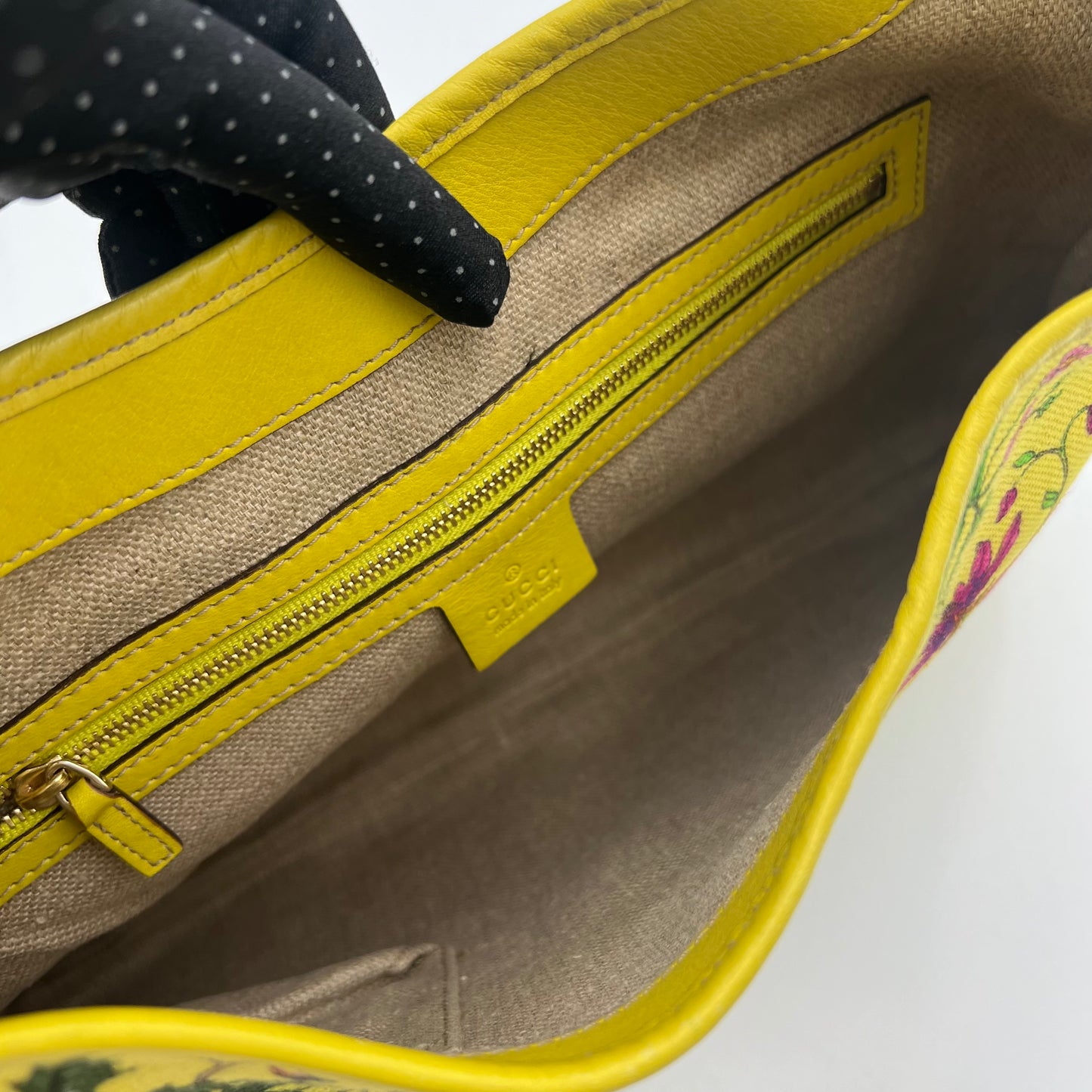 Gucci Yellow Floral Canvas and Leather Jackie Hobo Shoulder Bag