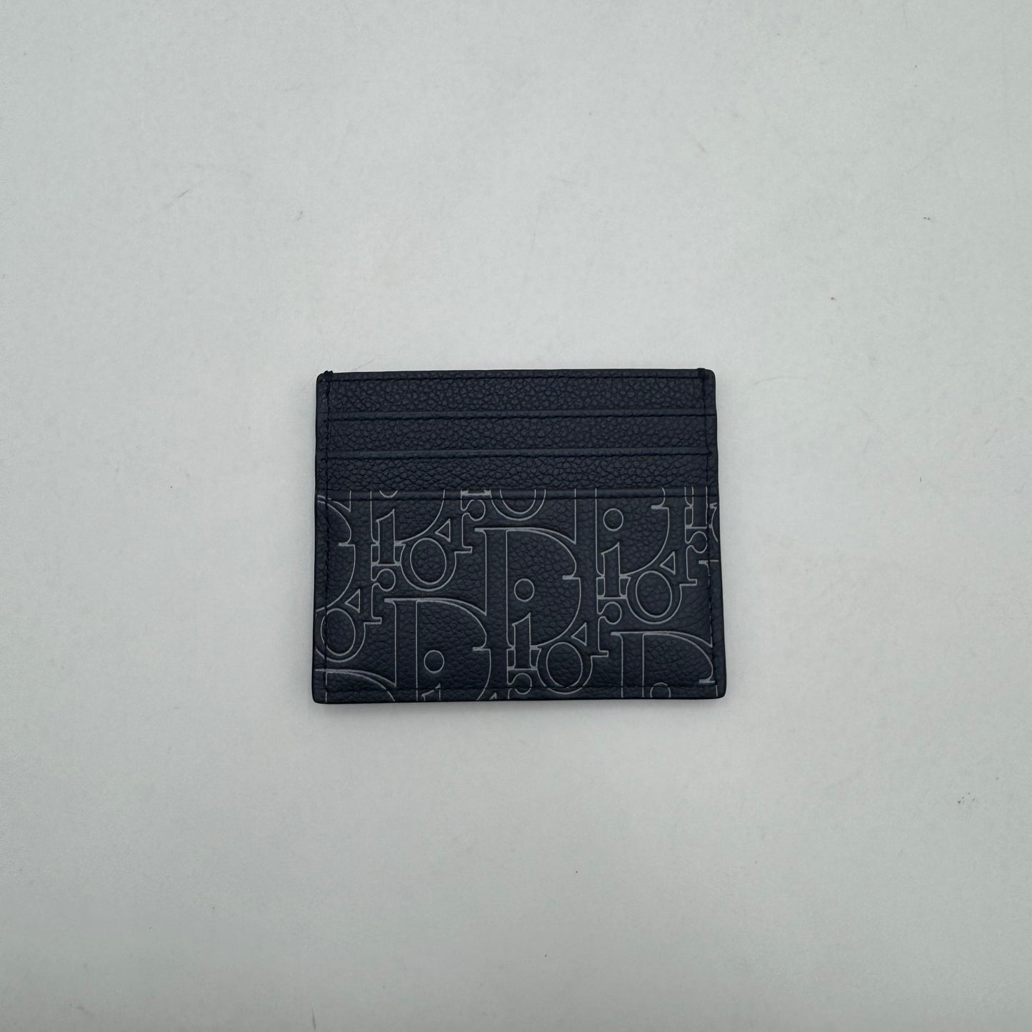 Christian Dior Navy Blue Gravity Outline Leather Card Holder