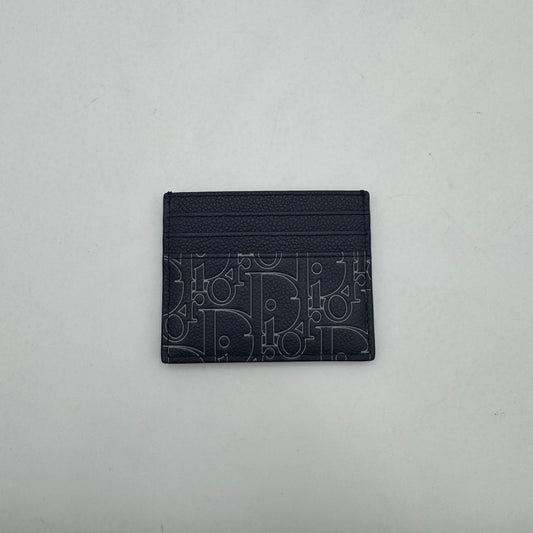 Christian Dior Navy Blue Gravity Outline Leather Card Holder