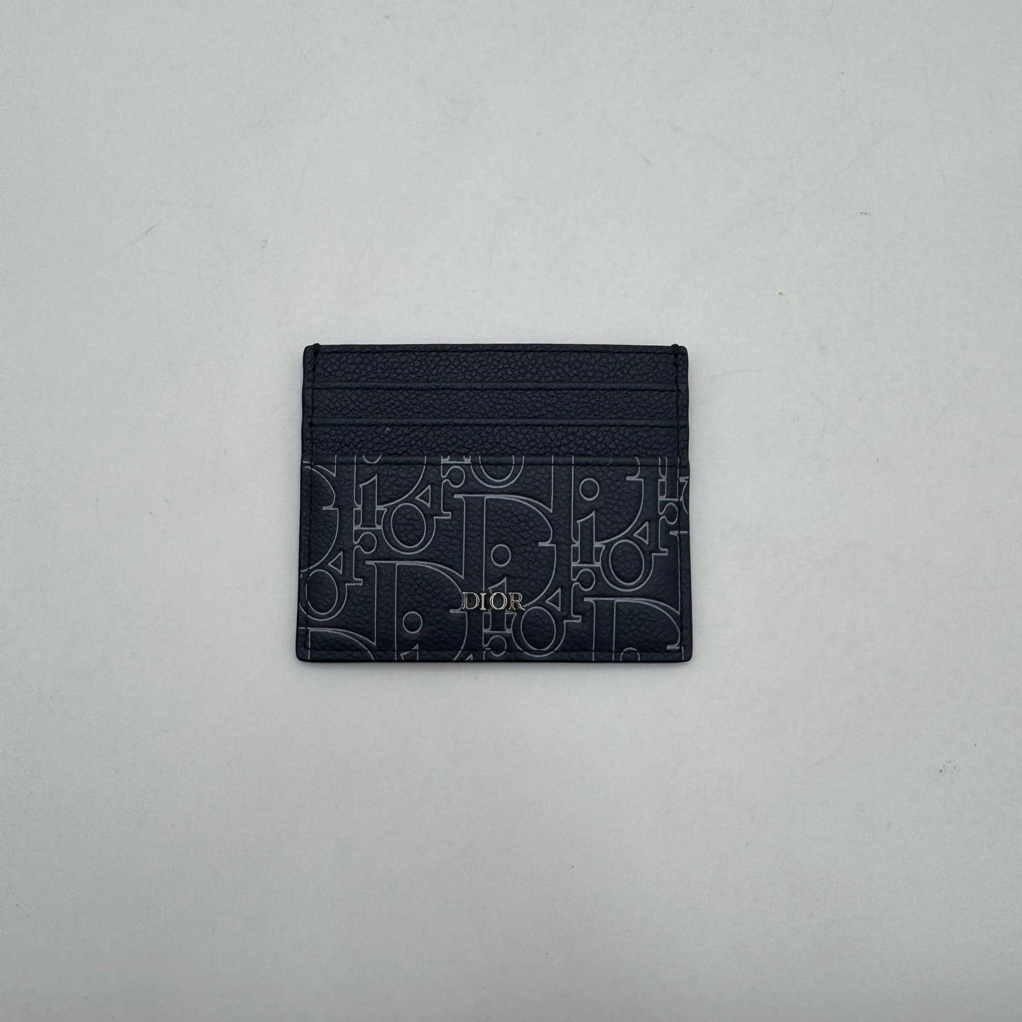 Christian Dior Navy Blue Gravity Outline Leather Card Holder