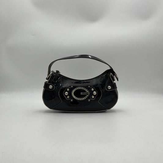 Guess Black Monogram Patent Baguette