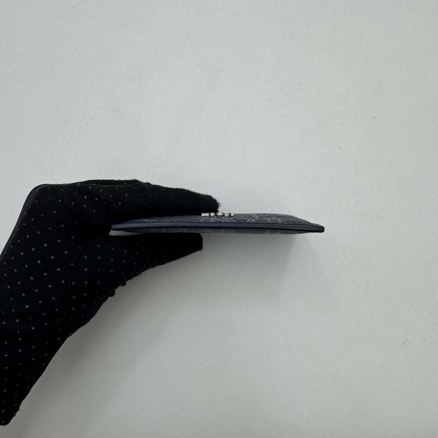 Christian Dior Navy Blue Gravity Outline Leather Card Holder