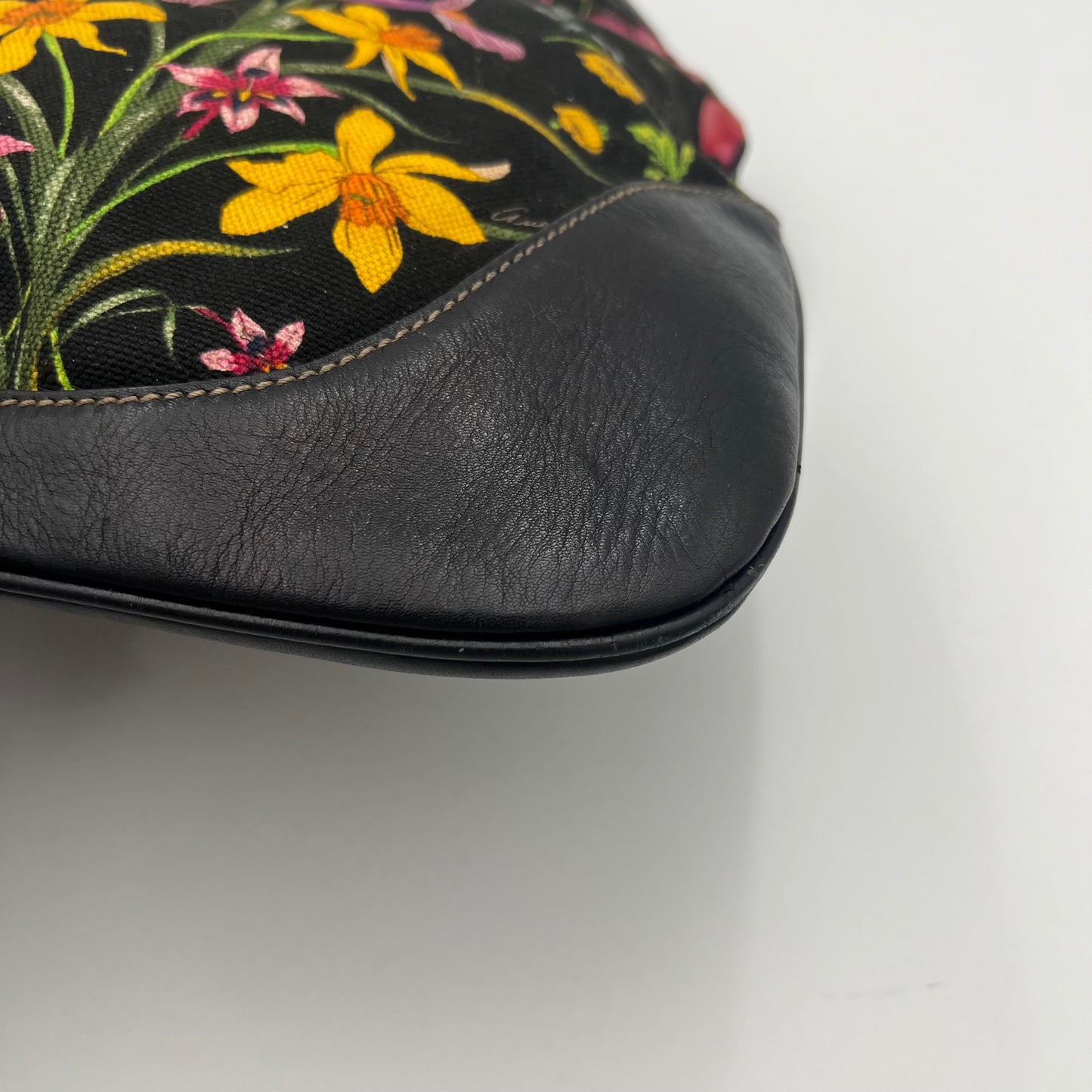 Gucci Black Flora Jackie O Bouvioer Hobo Bag
