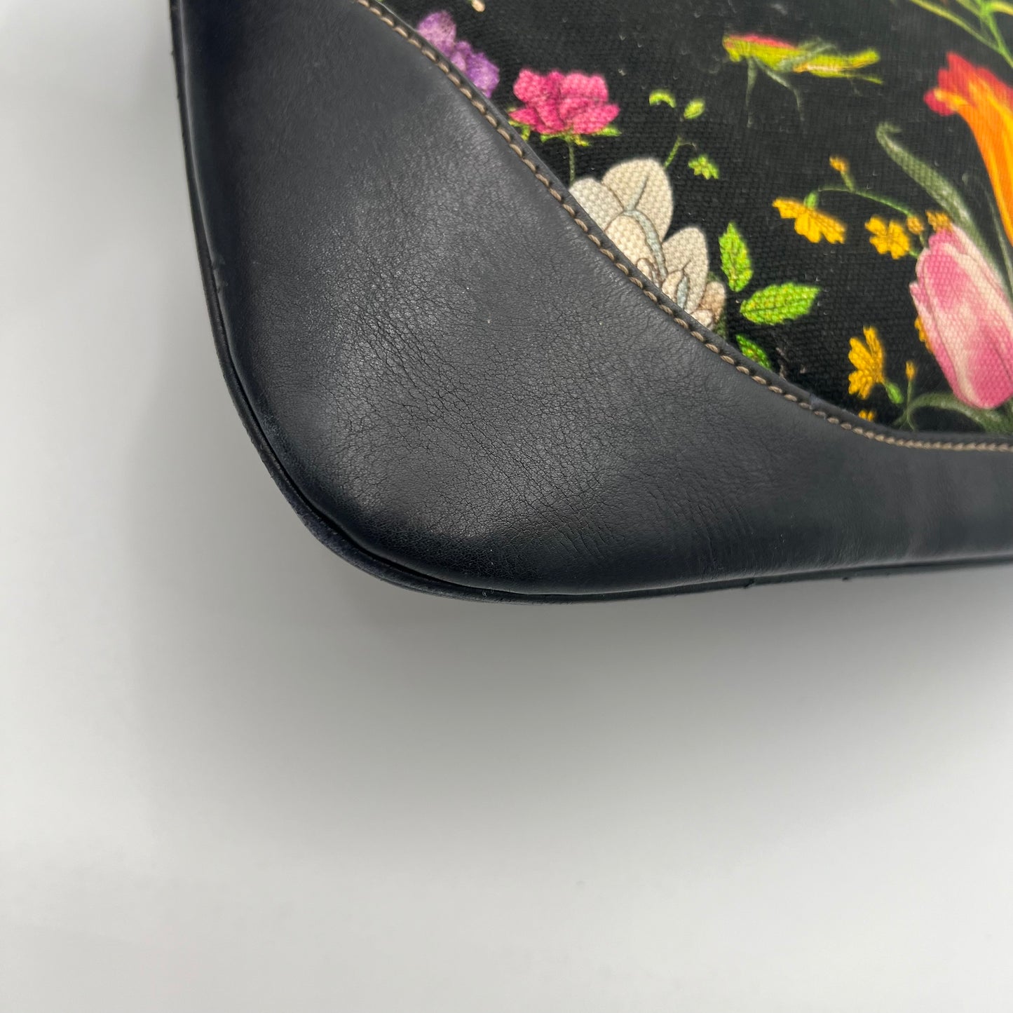 Gucci Black Flora Jackie O Bouvioer Hobo Bag