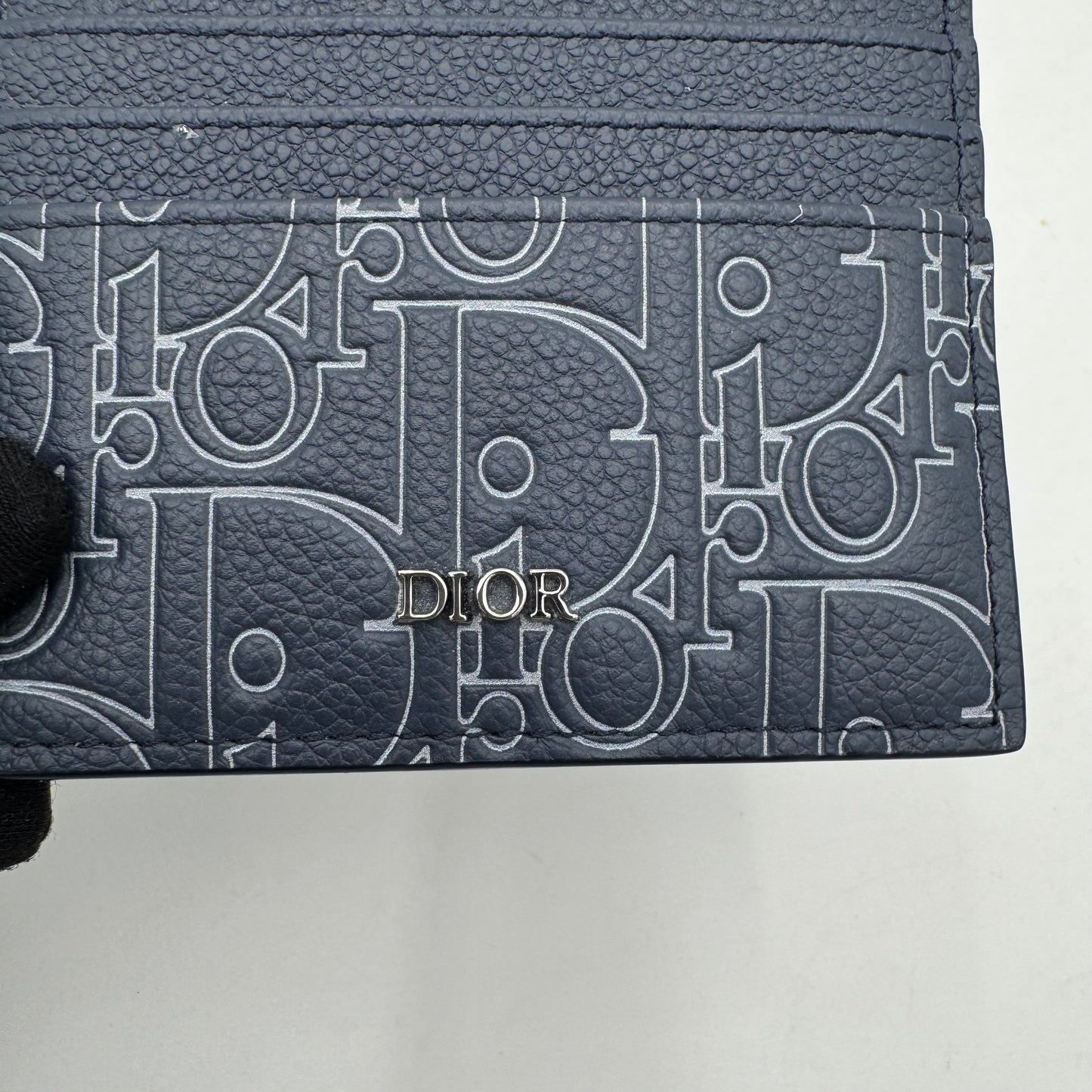 Christian Dior Navy Blue Gravity Outline Leather Card Holder