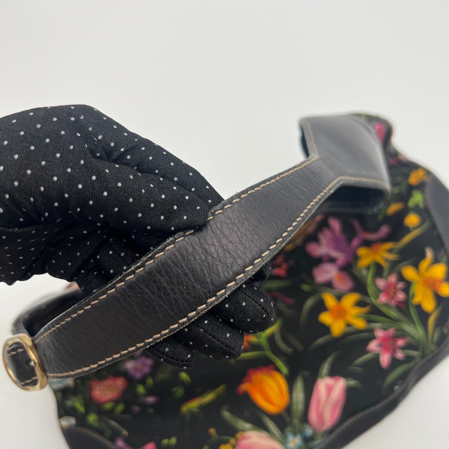 Gucci Black Flora Jackie O Bouvioer Hobo Bag