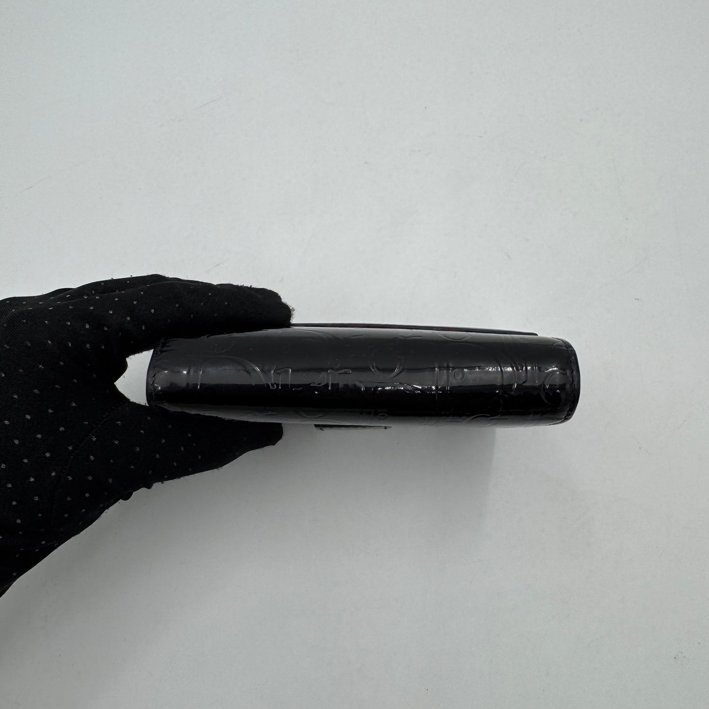 Christian Dior Black Trotter Patent Medium Compact Wallet