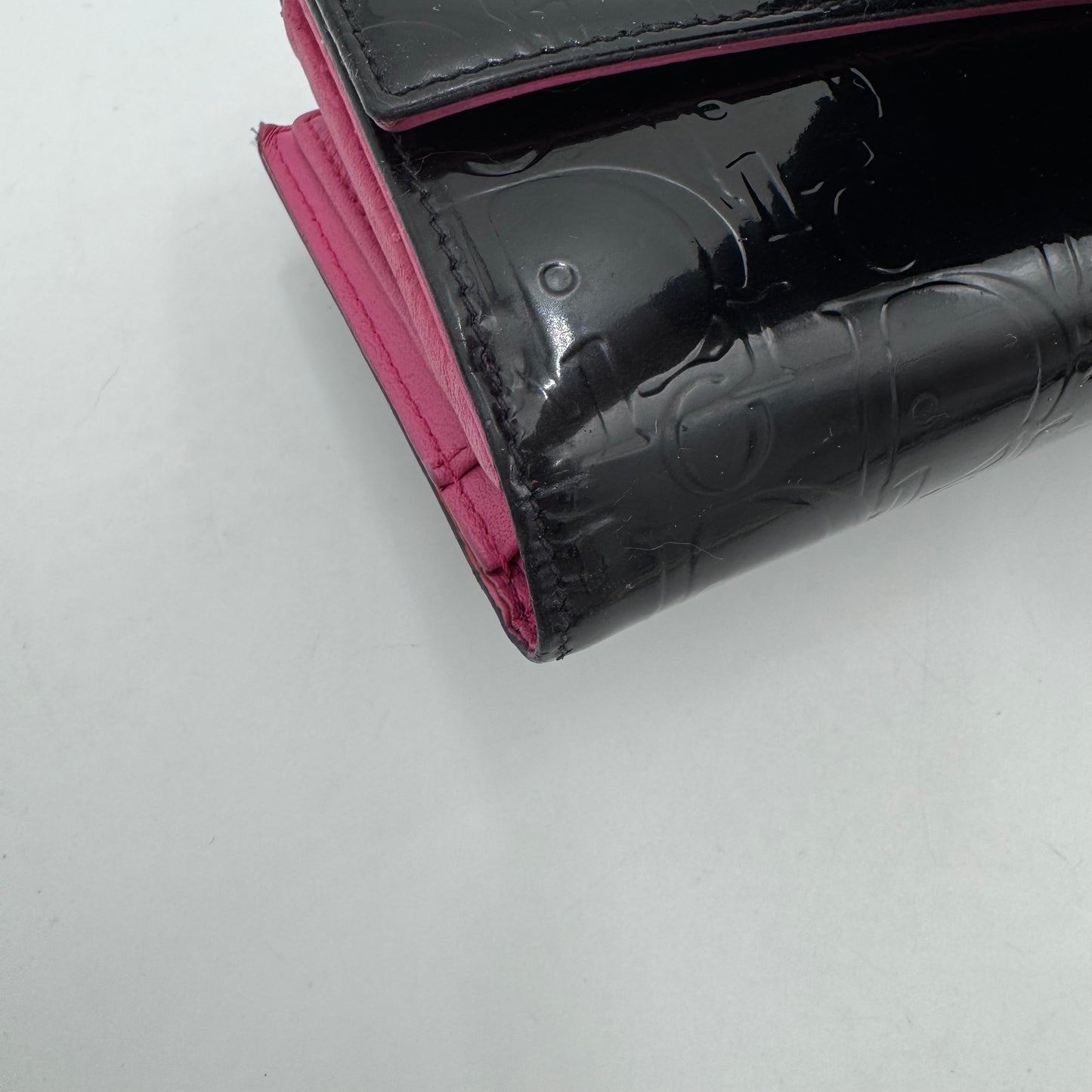 Christian Dior Black Trotter Patent Medium Compact Wallet