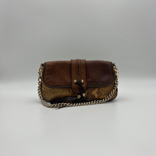 Gucci Brown Python and Leather Marrakech Chain Shoulder Bag