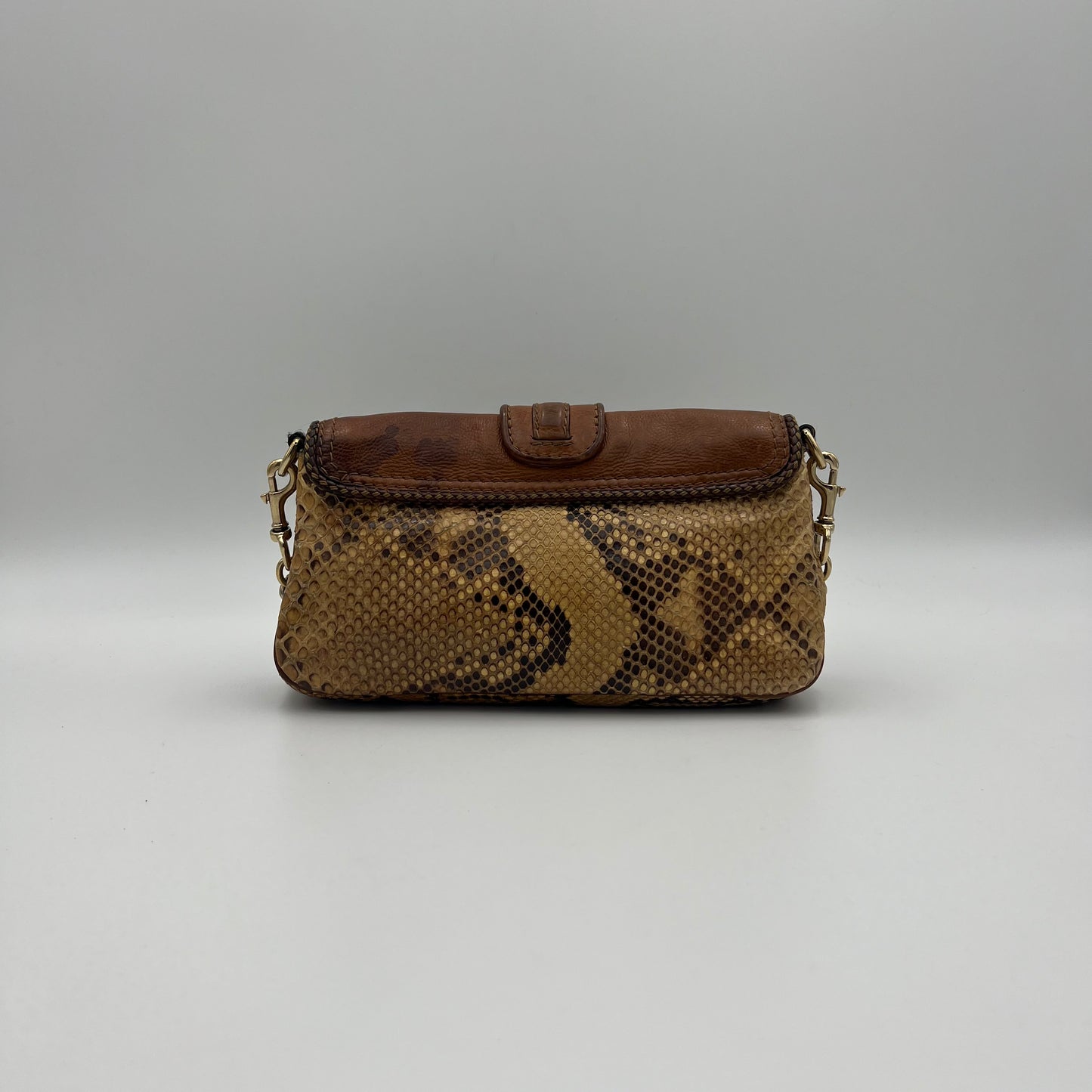 Gucci Brown Python and Leather Marrakech Chain Shoulder Bag