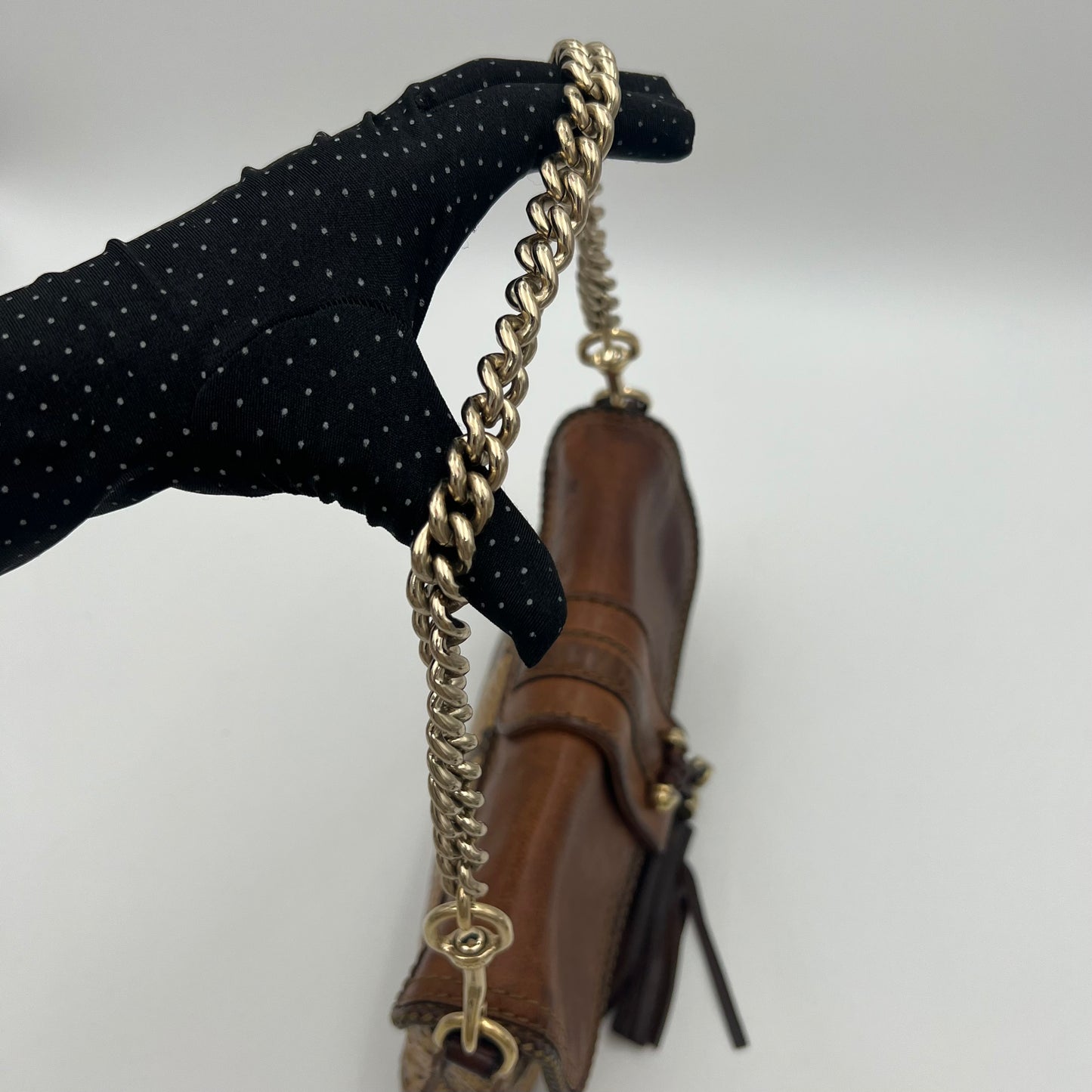 Gucci Brown Python and Leather Marrakech Chain Shoulder Bag