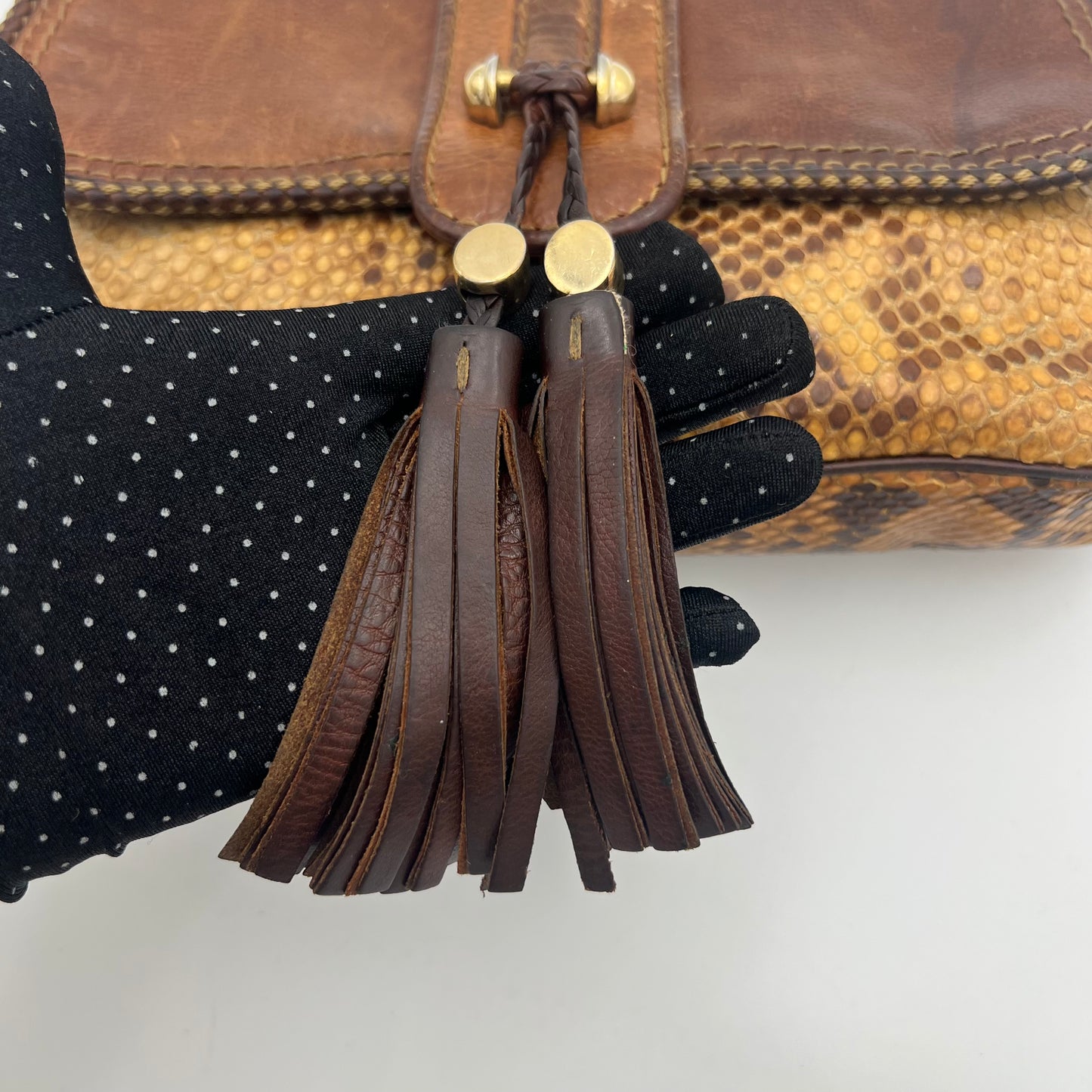 Gucci Brown Python and Leather Marrakech Chain Shoulder Bag