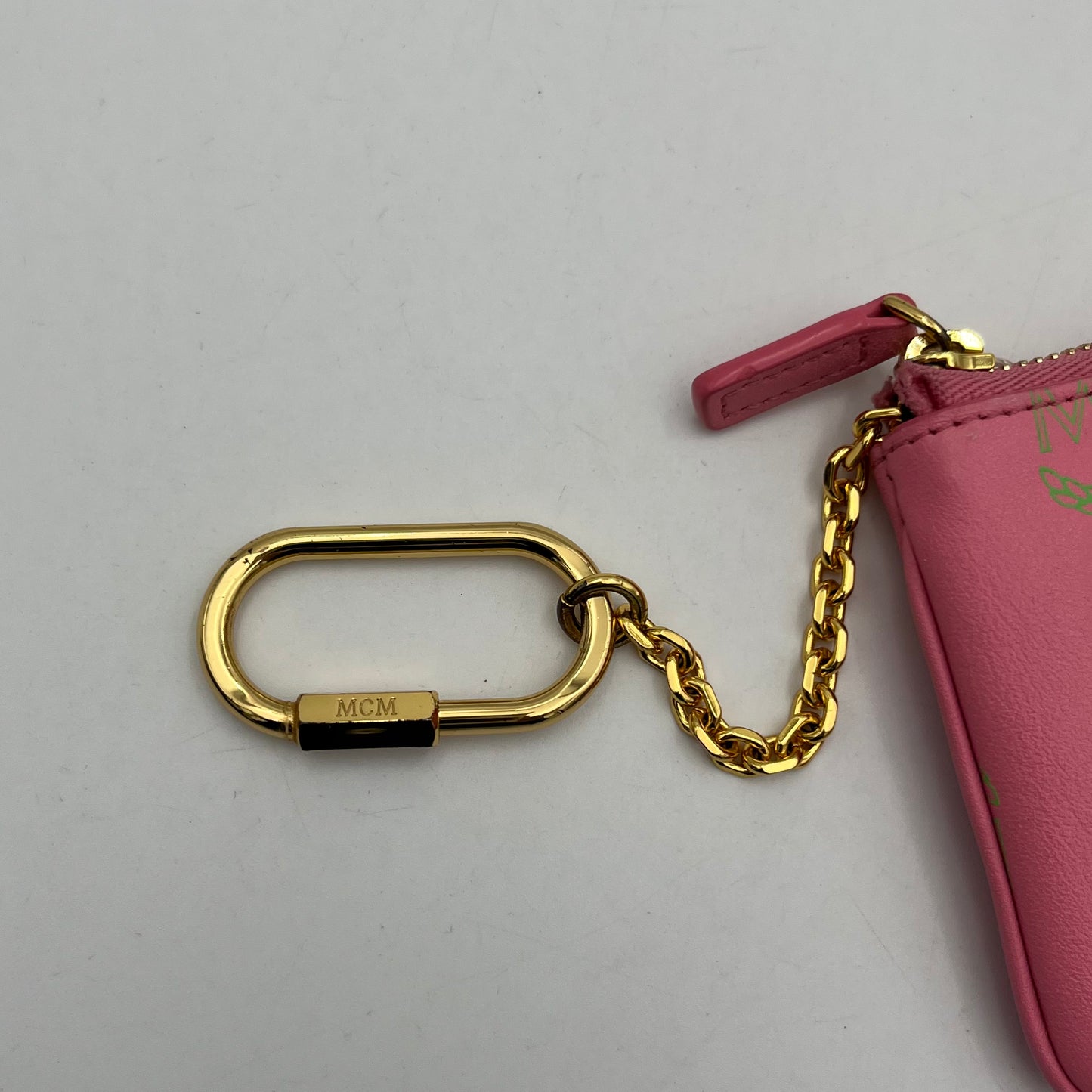 MCM Pink Logo Key Pouch