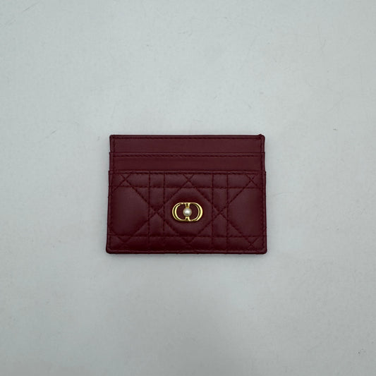Christian Dior Cherry Red Cannage Lambskin Jolie Freesia Card Holder