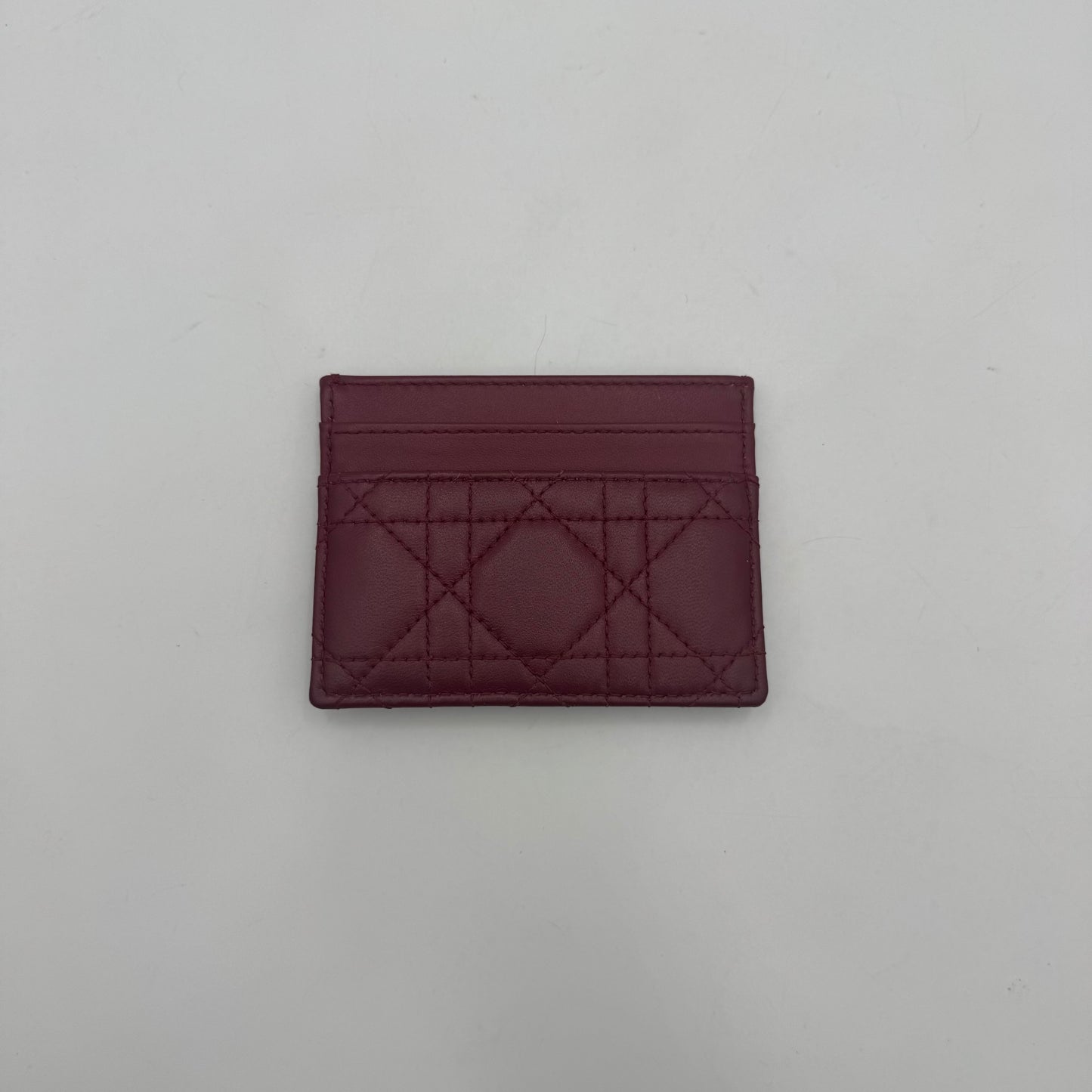 Christian Dior Cherry Red Cannage Lambskin Jolie Freesia Card Holder