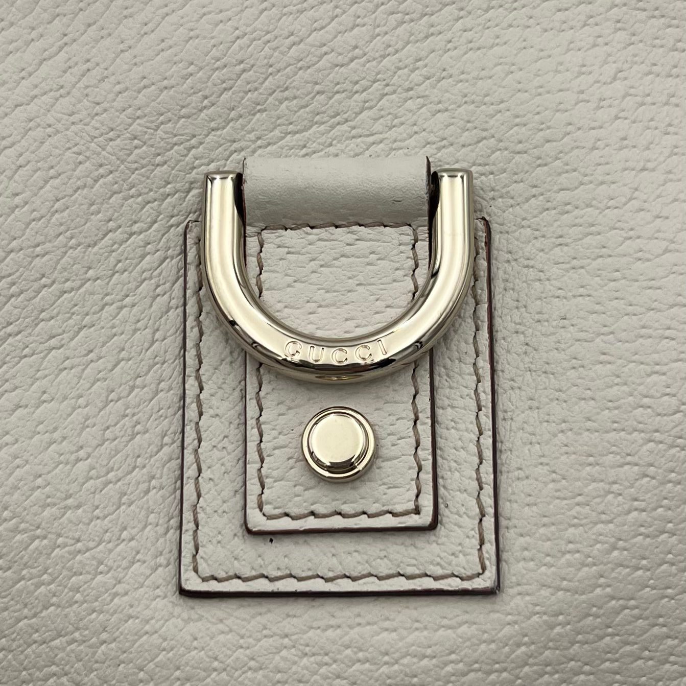 Gucci White Leather Abbey D-Ring Hobo Shoulder Bag