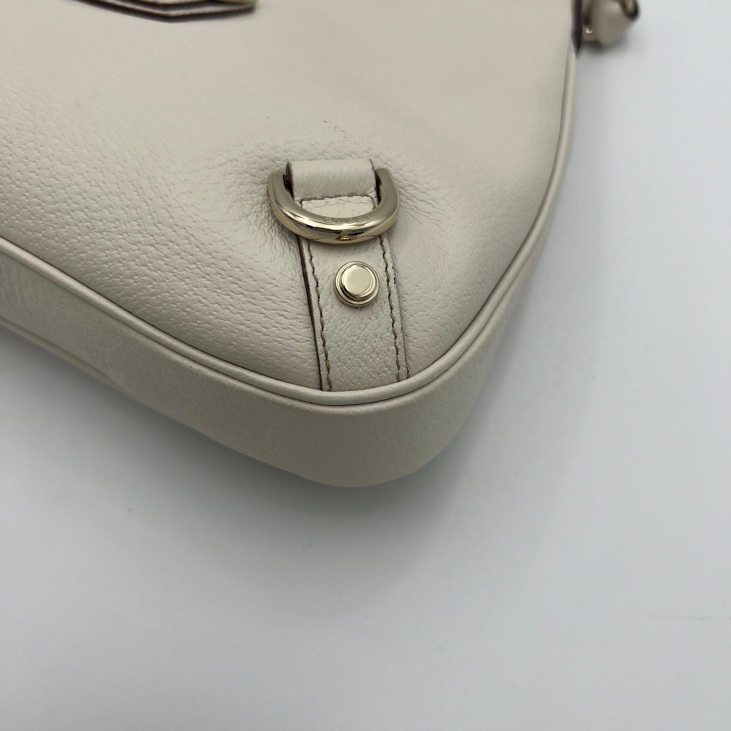 Gucci White Leather Abbey D-Ring Hobo Shoulder Bag