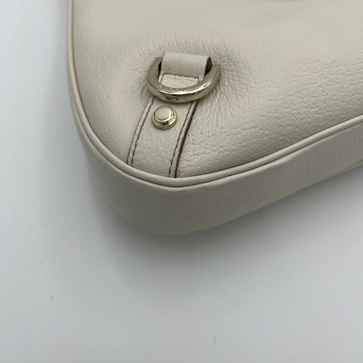 Gucci White Leather Abbey D-Ring Hobo Shoulder Bag
