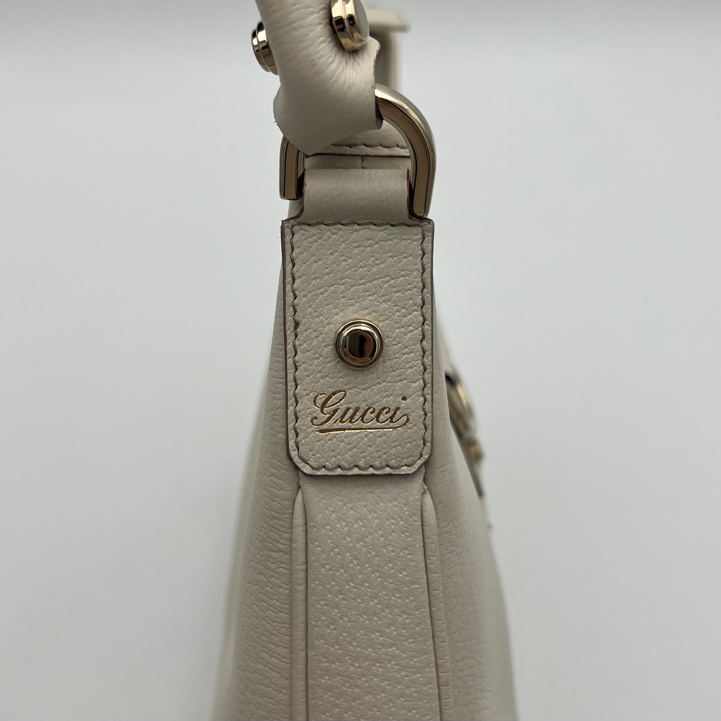 Gucci White Leather Abbey D-Ring Hobo Shoulder Bag