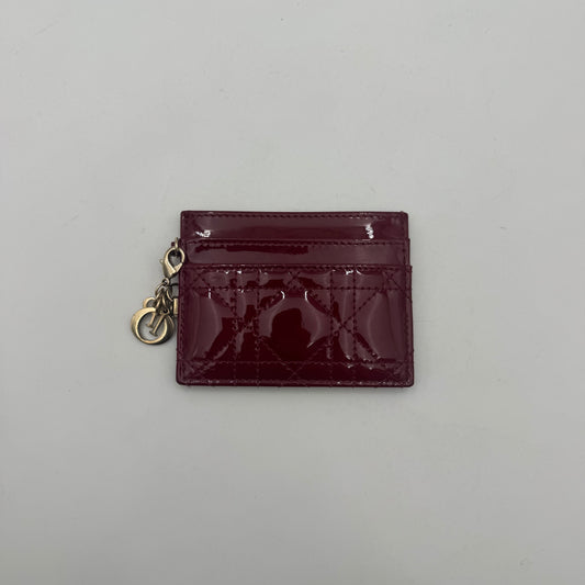 Christian Dior Cherry Red Patent Cannage Lady Dior Freesia Card Holder