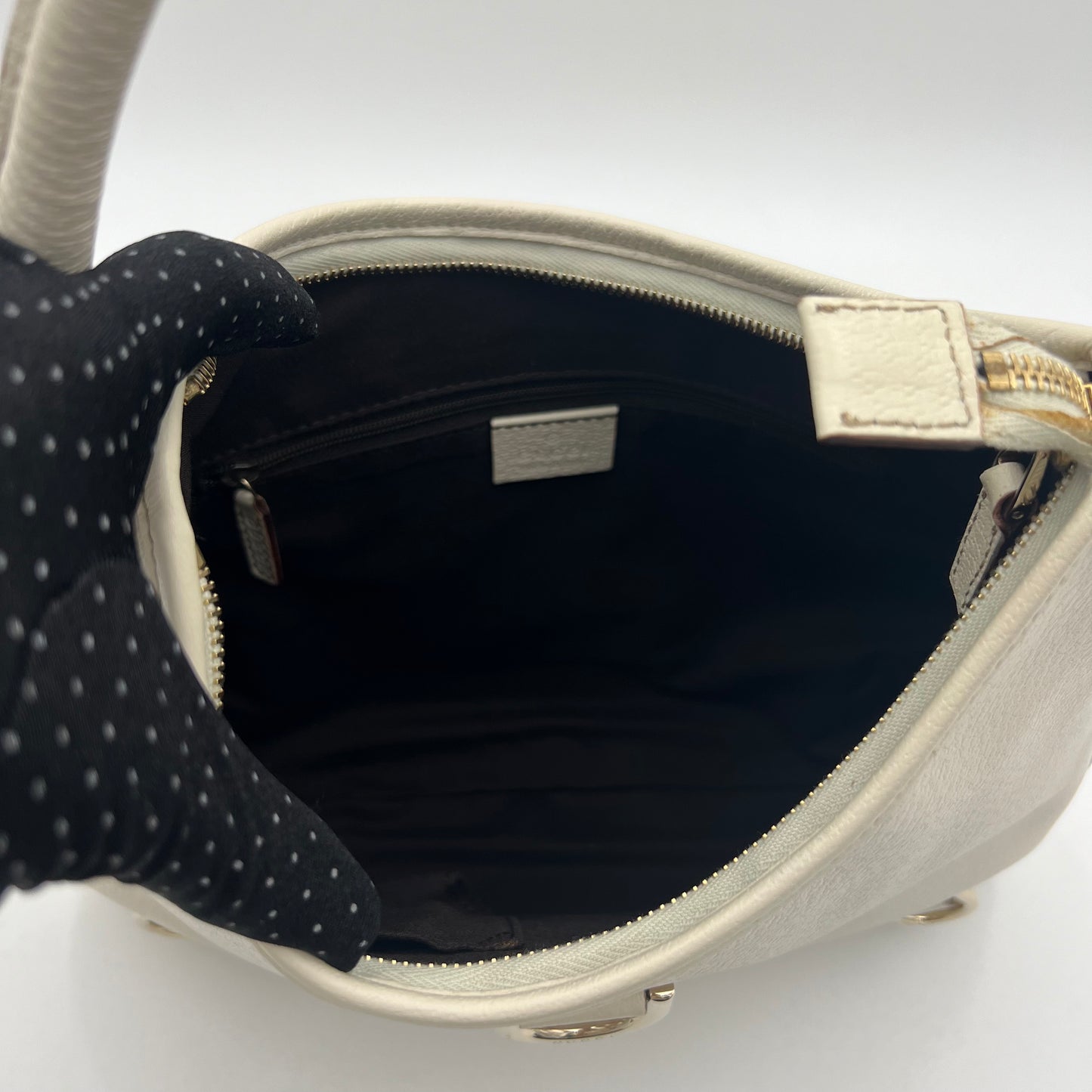 Gucci White Leather Abbey D-Ring Hobo Shoulder Bag