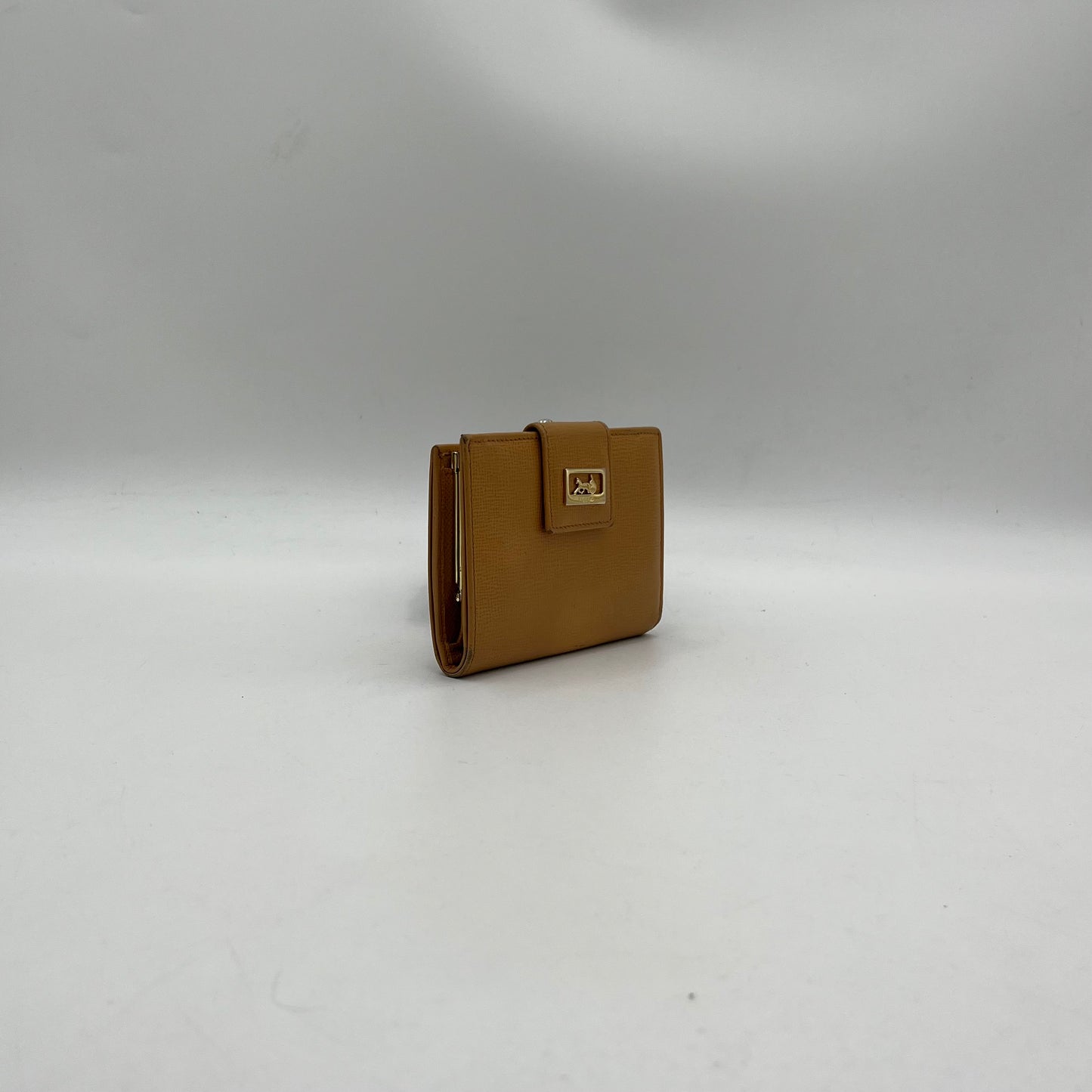 Celine Paris Caleche Caramel Leather Compact Wallet