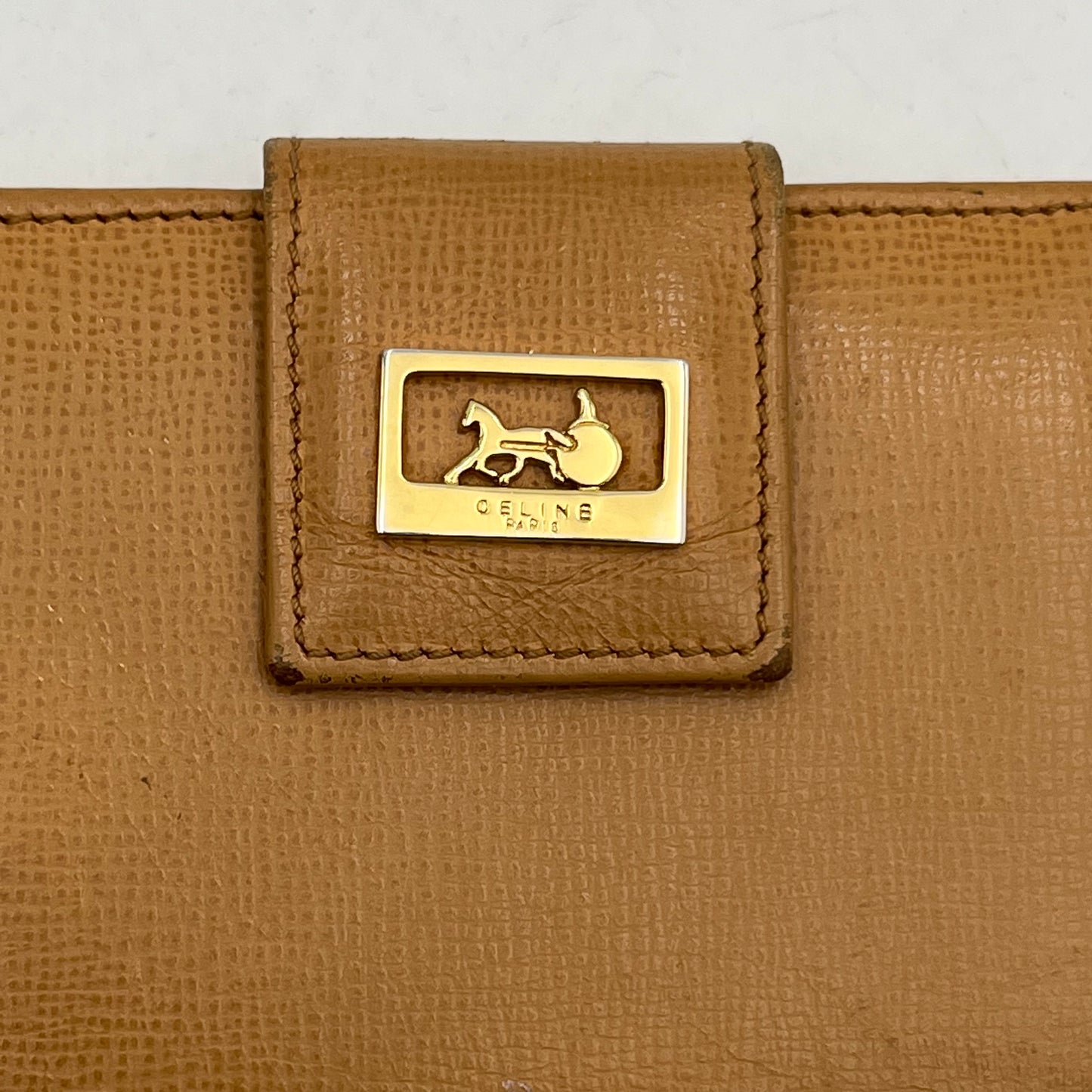 Celine Paris Caleche Caramel Leather Compact Wallet