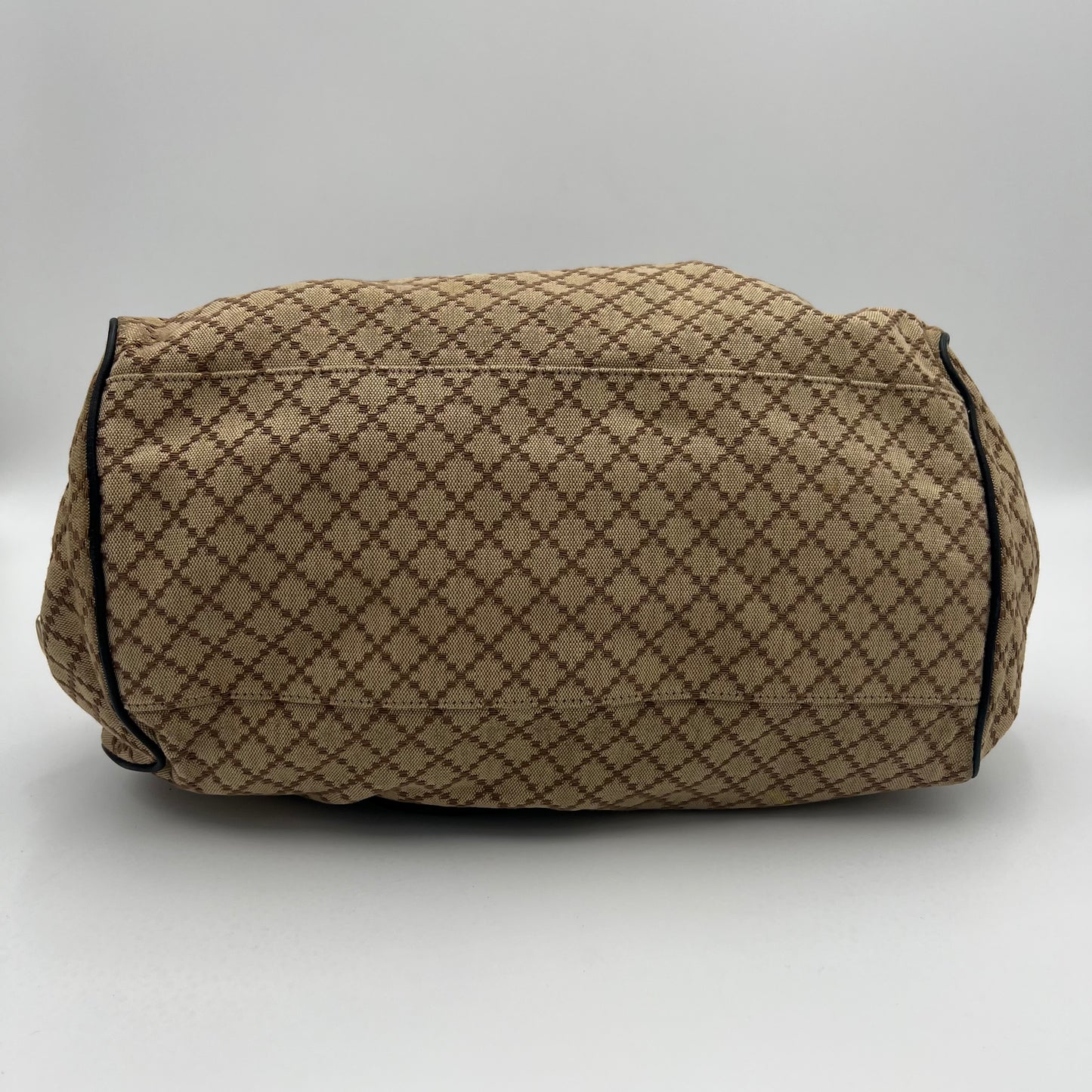Gucci Beige Brown Diamante Canvas Sukey Satchel with Long Strap