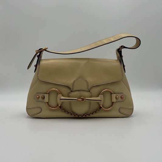 Gucci Tom Ford Cream Leather Horsebit Chain Shoulder Bag