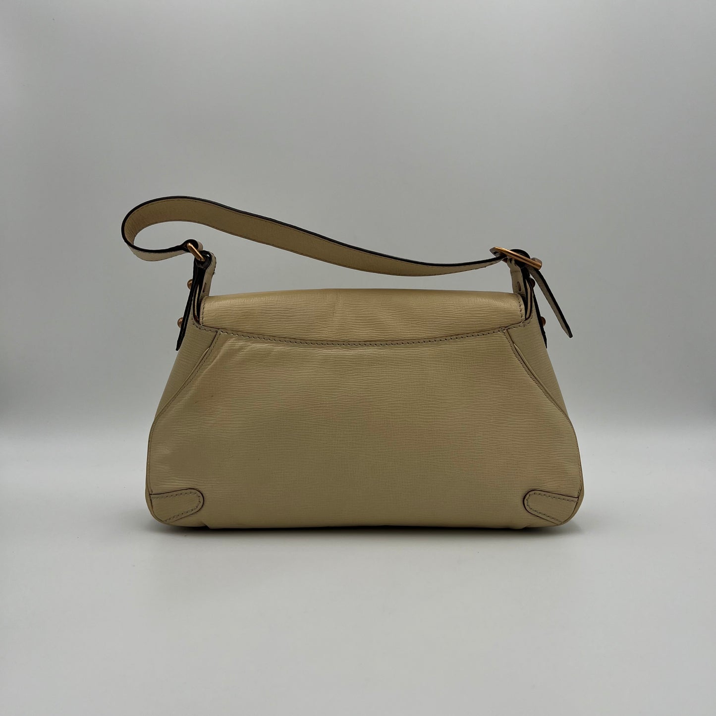 Gucci Tom Ford Cream Leather Horsebit Chain Shoulder Bag