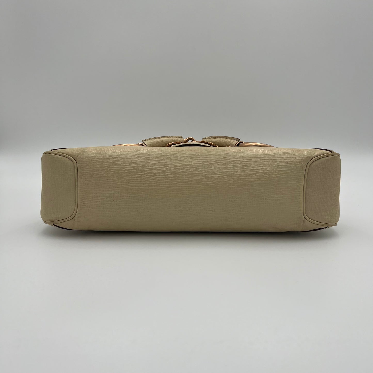 Gucci Tom Ford Cream Leather Horsebit Chain Shoulder Bag