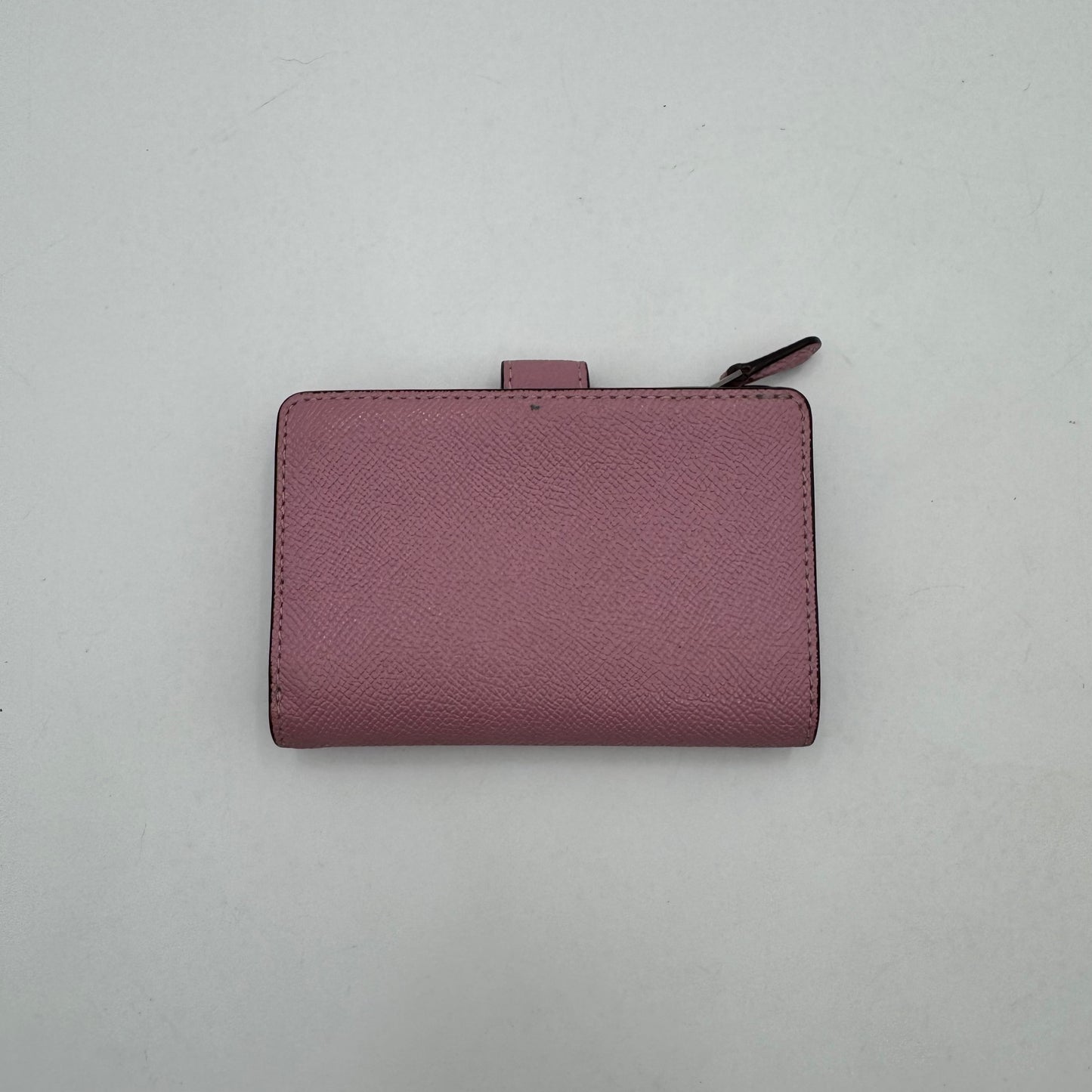 Coach Pink Leather Floral Embellished Bifold Compact Wallet