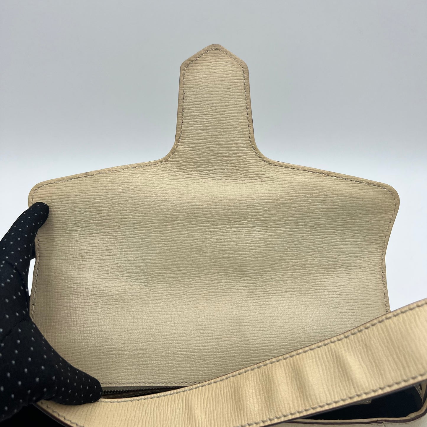 Gucci Tom Ford Cream Leather Horsebit Chain Shoulder Bag