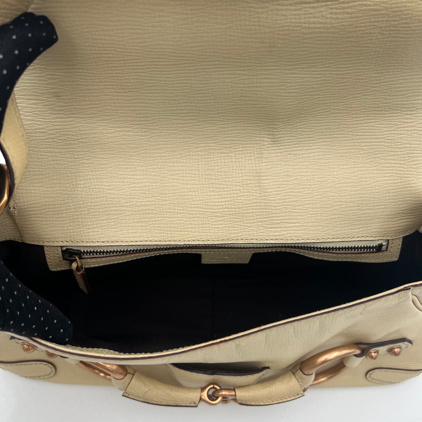 Gucci Tom Ford Cream Leather Horsebit Chain Shoulder Bag