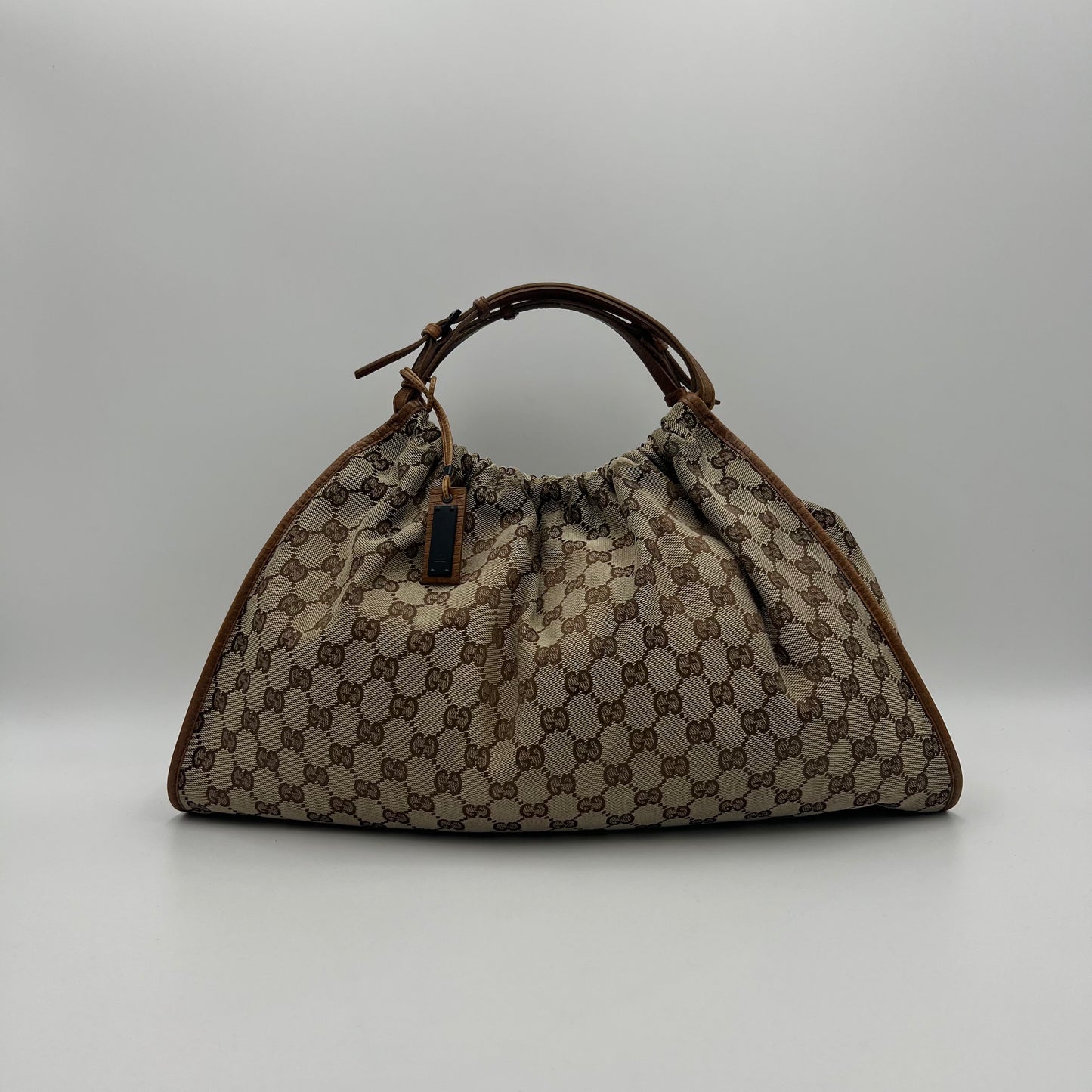 Gucci Monogram Canvas Drawstring Hobo Bag